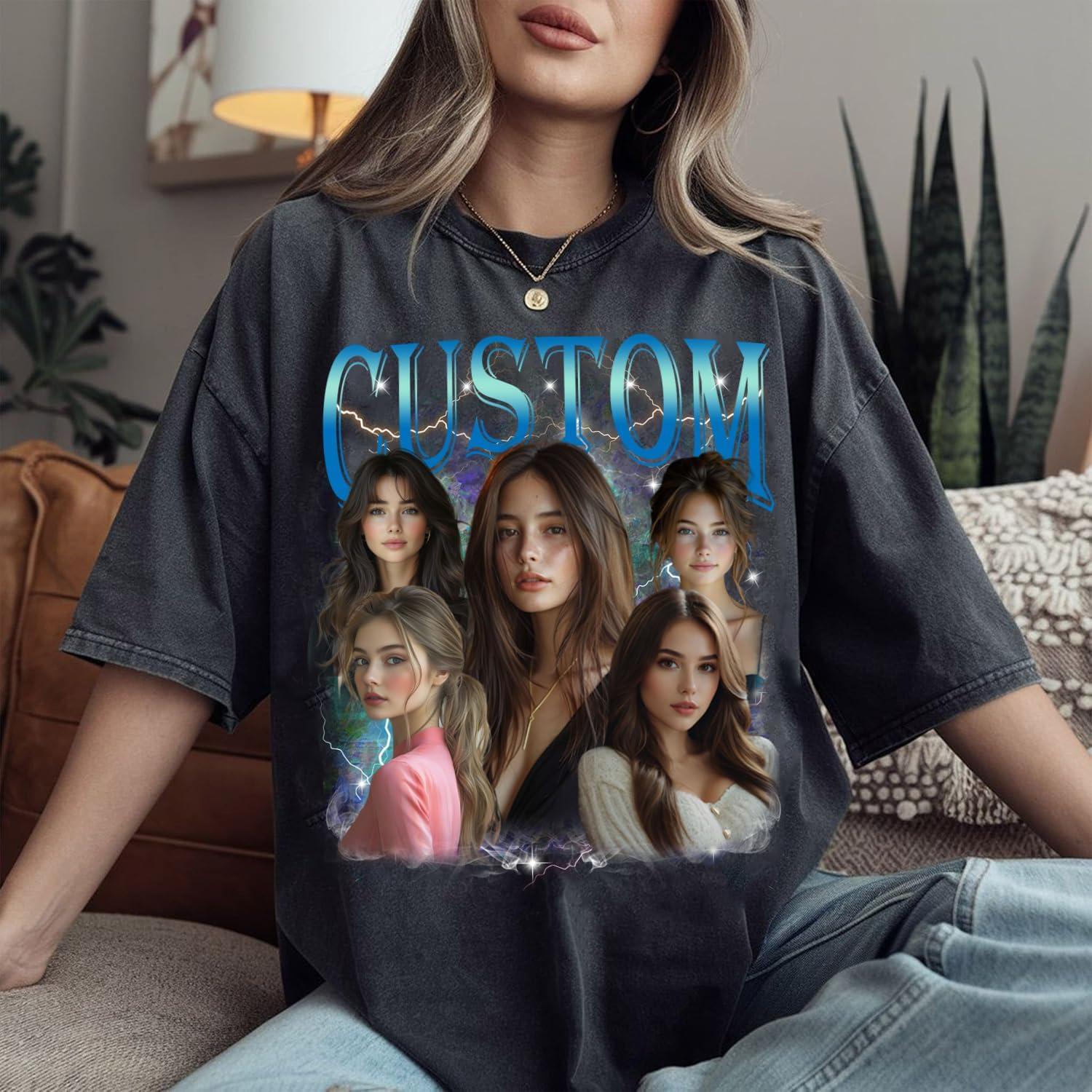 imageNAZENTI Custom Bootleg Rap Tee Custom TShirts with Picture Retro Custom Bootleg Valentines Gifts for Him HerBootleg 2