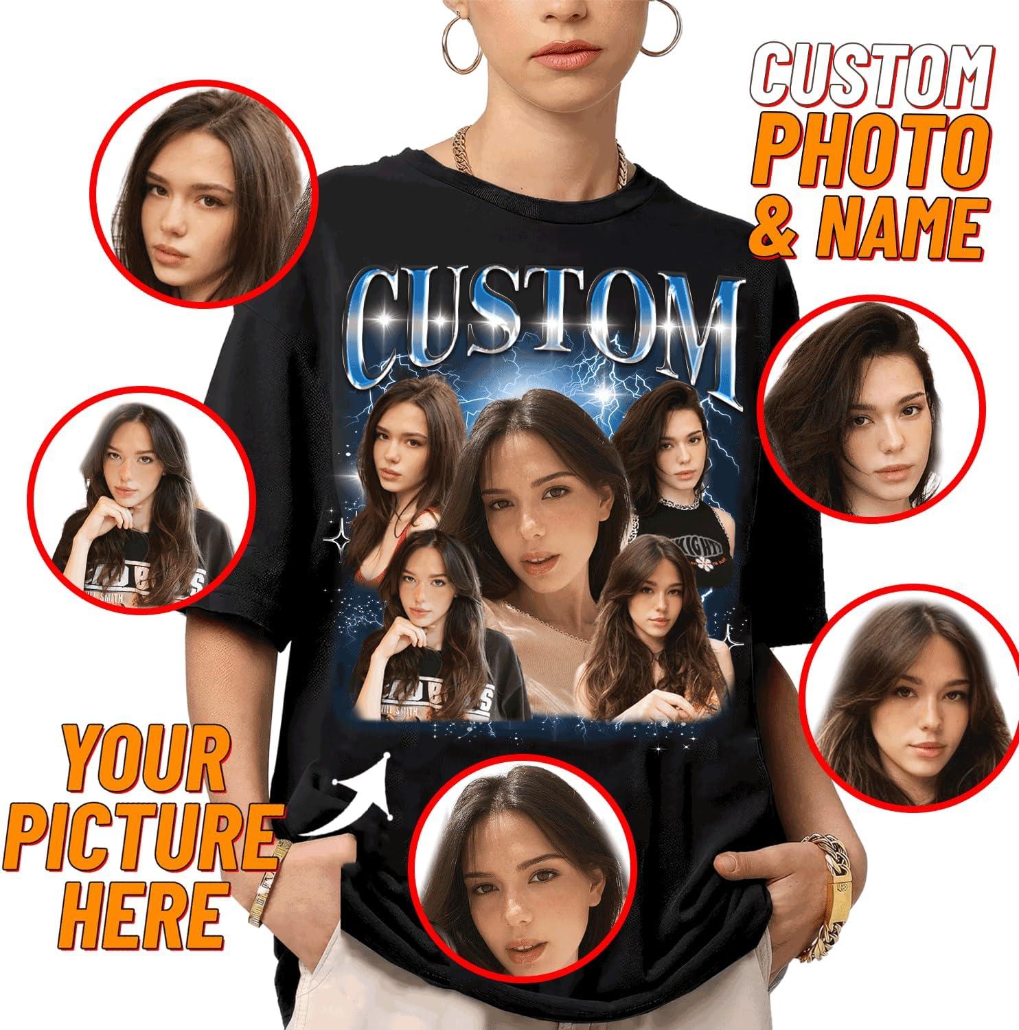 imageNAZENTI Custom Bootleg Rap Tee Custom TShirts with Picture Retro Custom Bootleg Valentines Gifts for Him HerBootleg 3