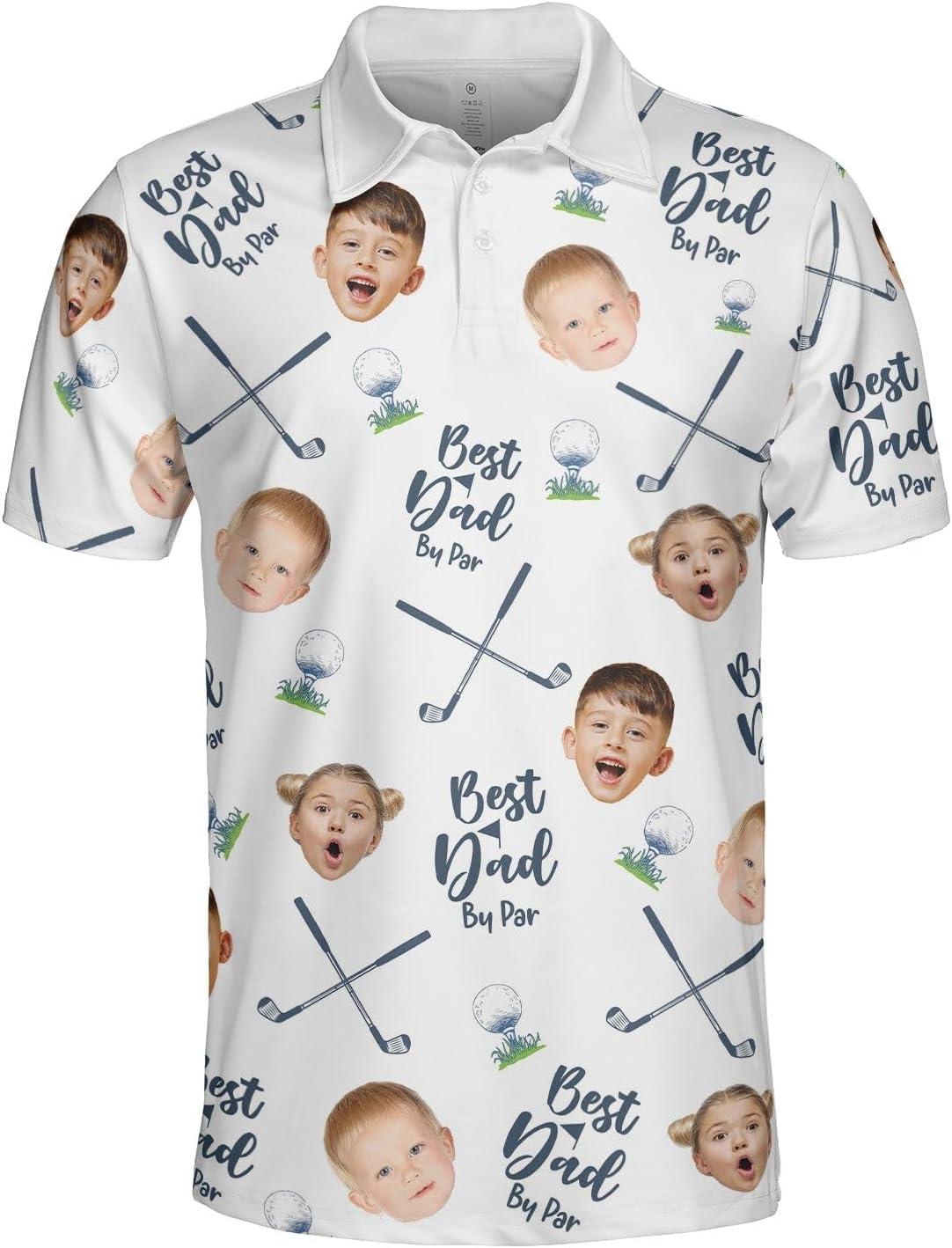 imageNAZENTI Custom Dad Polo Shirt with Kids Face Personalized Golf Polo Fathers Day Shirt Gift for Dad Grandpa DaddyDesign 1