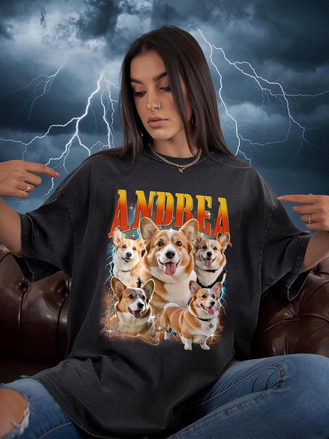 imageNAZENTI Custom Dog Mom Shirt Personalized Bootleg Rap Tee UnisexAdult Cotton Crew Neck Regular Fit Animal Print Stretchable All Seasons No Pockets Novelty Hoodie Dog Lover Gift