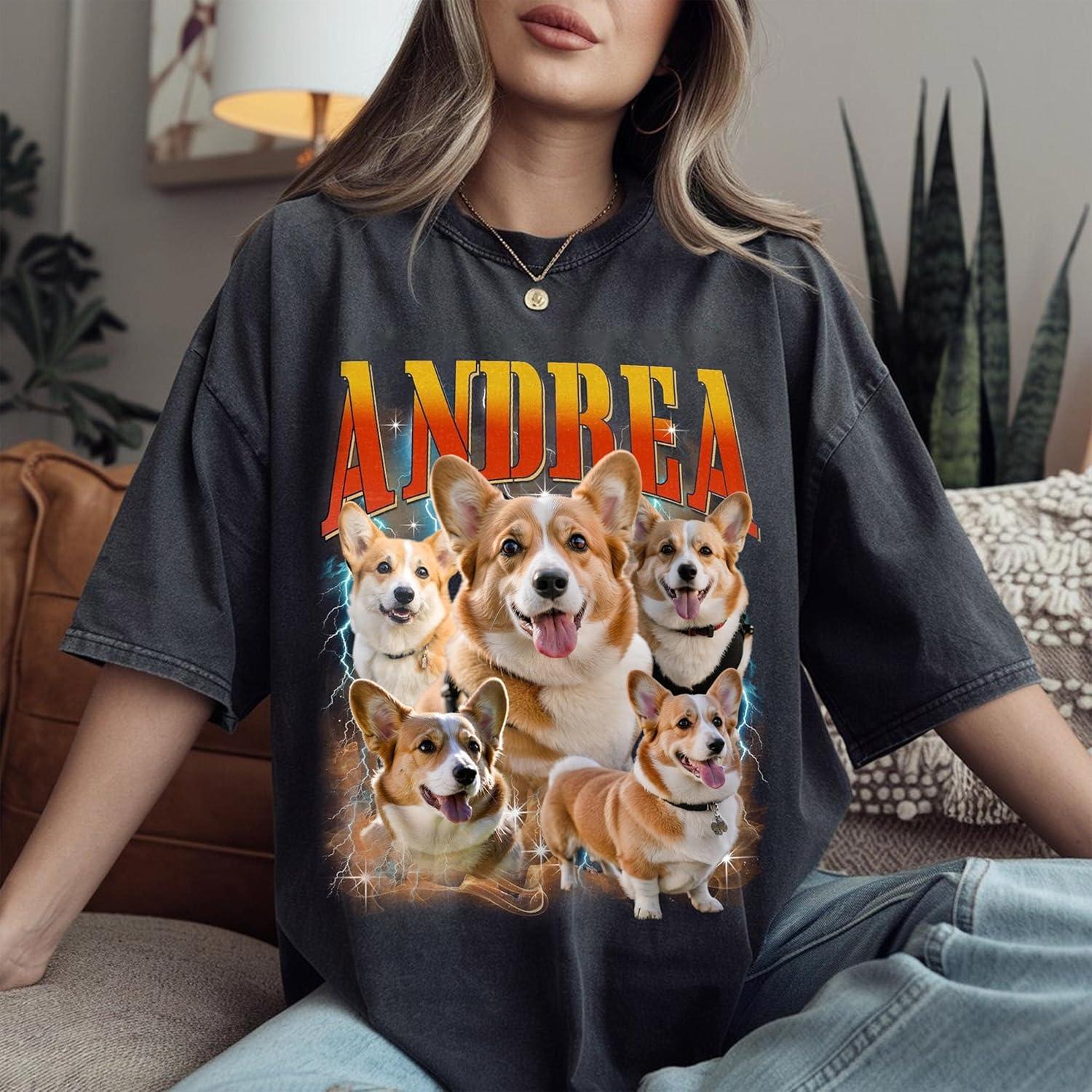 imageNAZENTI Custom Dog Mom Shirt Personalized Bootleg Rap Tee UnisexAdult Cotton Crew Neck Regular Fit Animal Print Stretchable All Seasons No Pockets Novelty Hoodie Dog Lover Gift