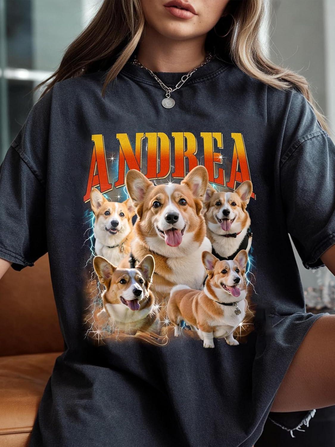 imageNAZENTI Custom Dog Mom Shirt Personalized Bootleg Rap Tee UnisexAdult Cotton Crew Neck Regular Fit Animal Print Stretchable All Seasons No Pockets Novelty Hoodie Dog Lover Gift