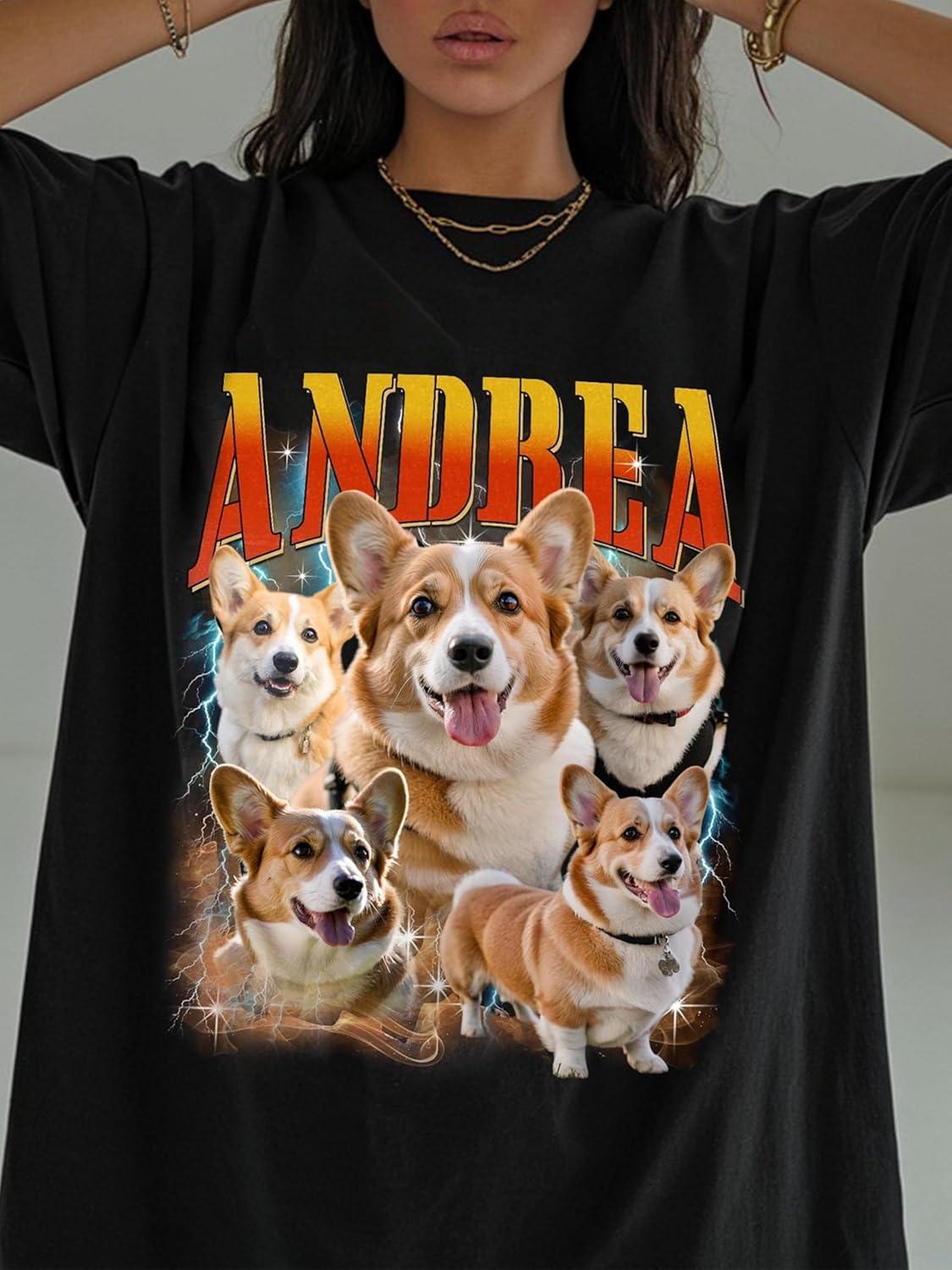 imageNAZENTI Custom Dog Mom Shirt Personalized Bootleg Rap Tee UnisexAdult Cotton Crew Neck Regular Fit Animal Print Stretchable All Seasons No Pockets Novelty Hoodie Dog Lover Gift