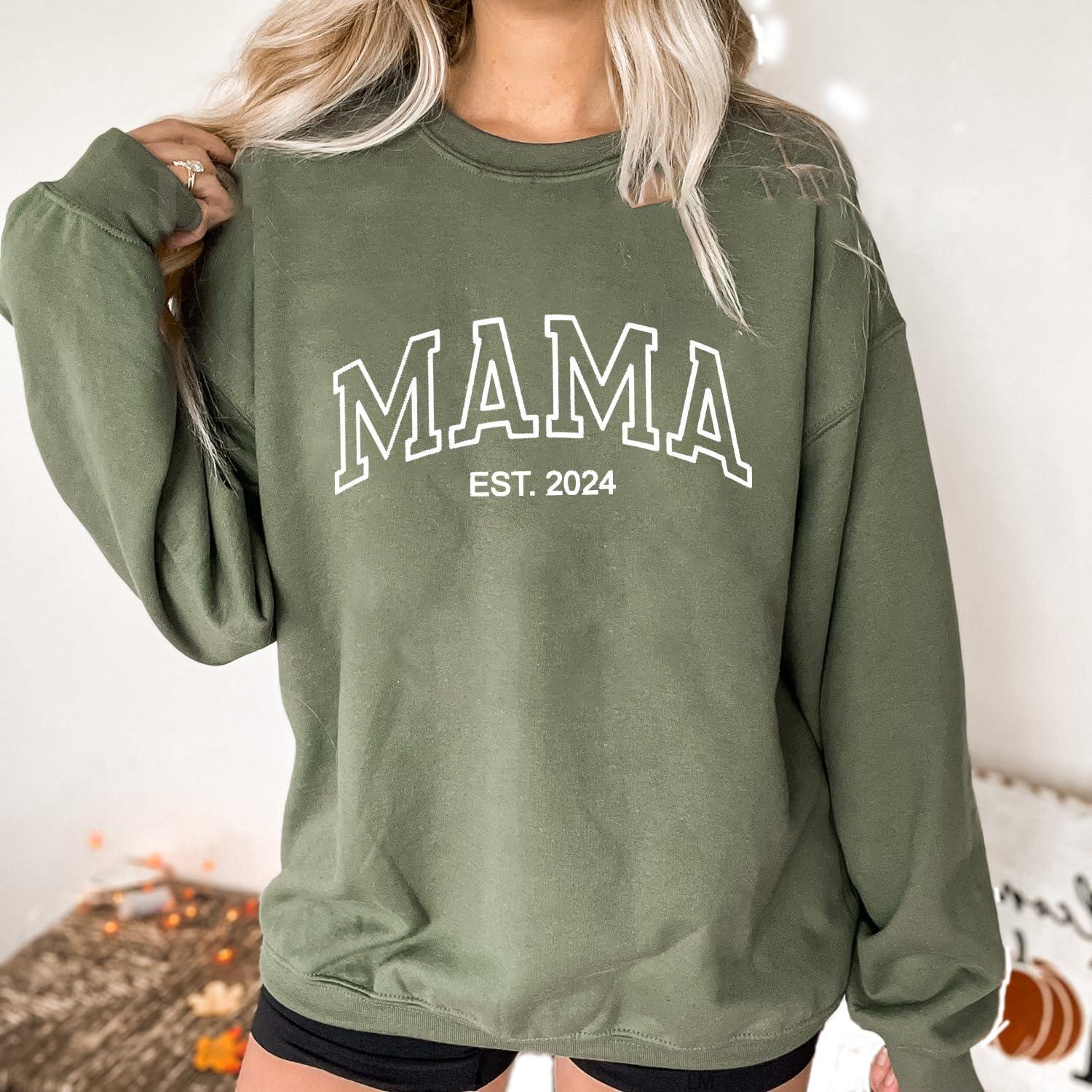 imageNAZENTI Custom Embroidered Grandma Sweater with Kids Name on Sleeve Personalized Mama Sweatshirt Grandma Sweatshirt GiftsMimi