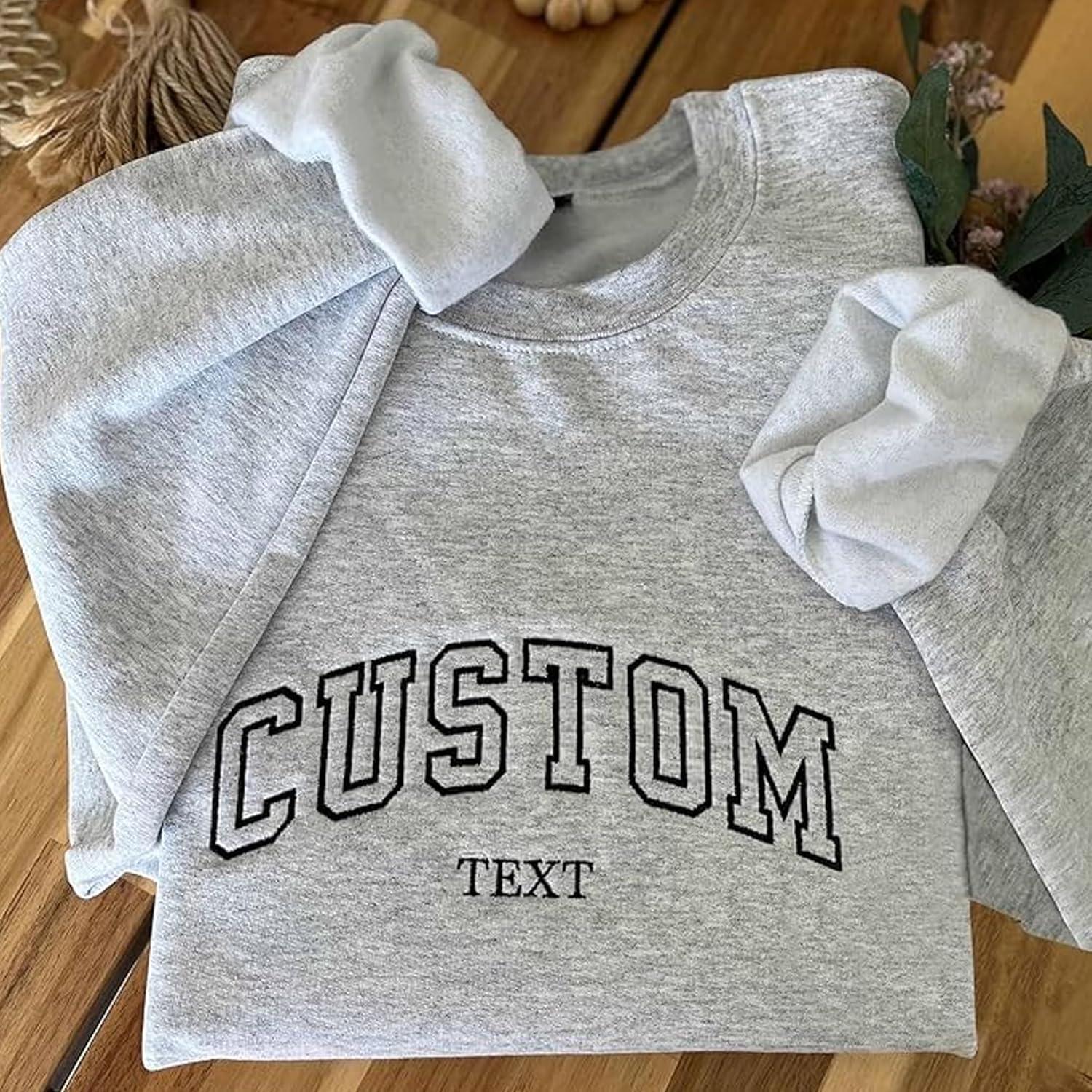 imageNAZENTI Custom Embroidered Sweatshirt and Hoodie Personalized Sweatshirts with Custom Text on Sleeve Gift for ChristmasCustom Sweatshirt