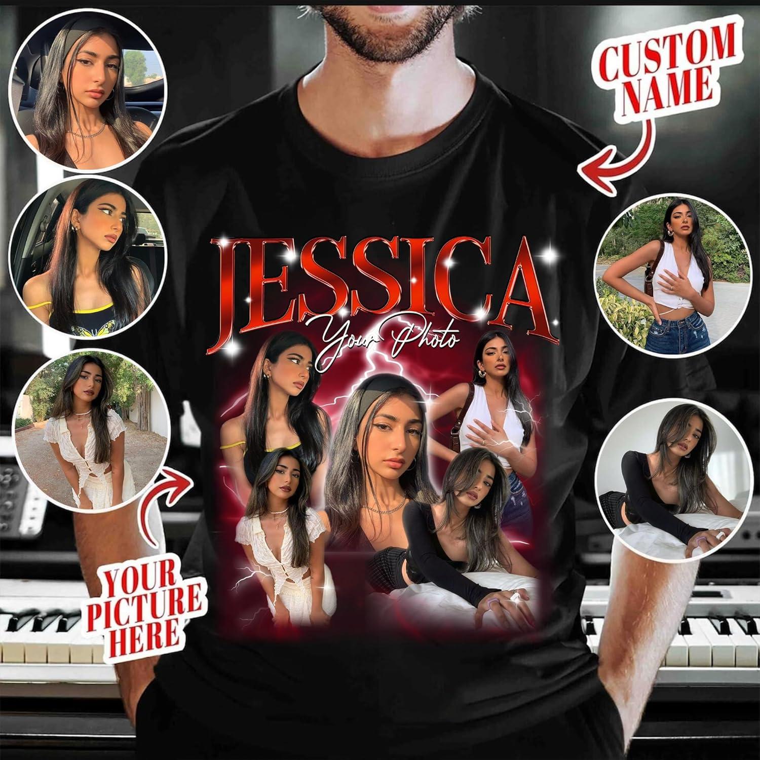 imageNAZENTI Custom Your Own Bootleg Shirt Custom Photo Vintage Graphic 90s Tshirt Photo Shirts Personalized Shirt with PictureDesign 2
