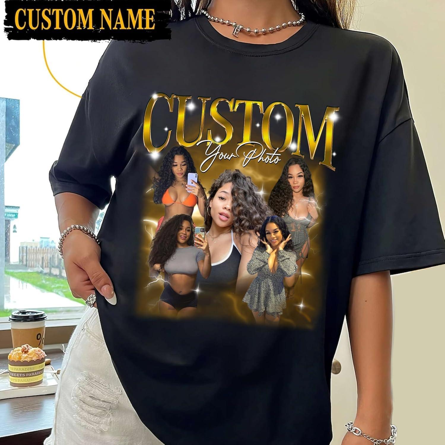 imageNAZENTI Custom Your Own Bootleg Shirt Custom Photo Vintage Graphic 90s Tshirt Photo Shirts Personalized Shirt with PictureDesign 2