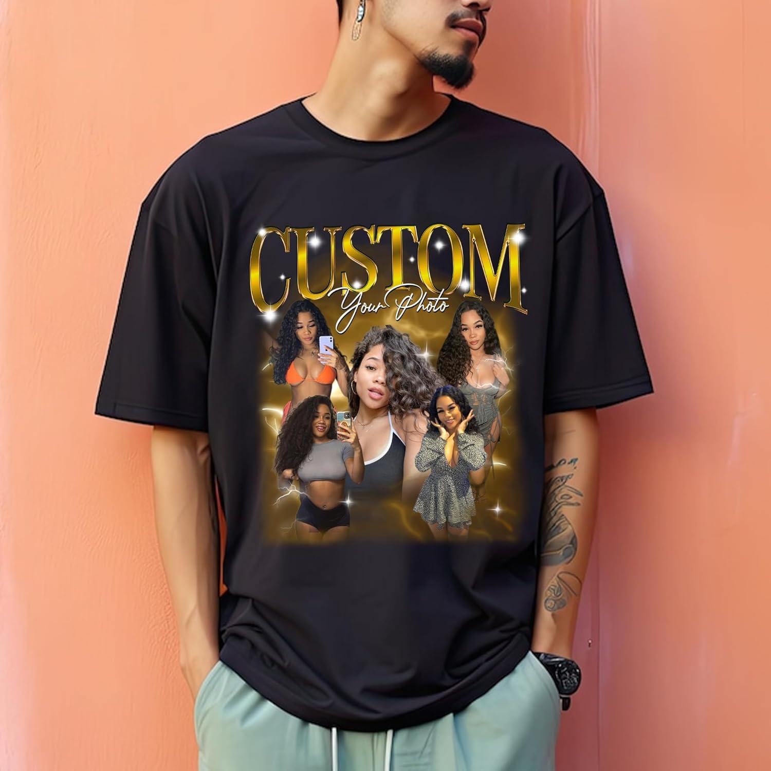 imageNAZENTI Custom Your Own Bootleg Shirt Custom Photo Vintage Graphic 90s Tshirt Photo Shirts Personalized Shirt with PictureDesign 2