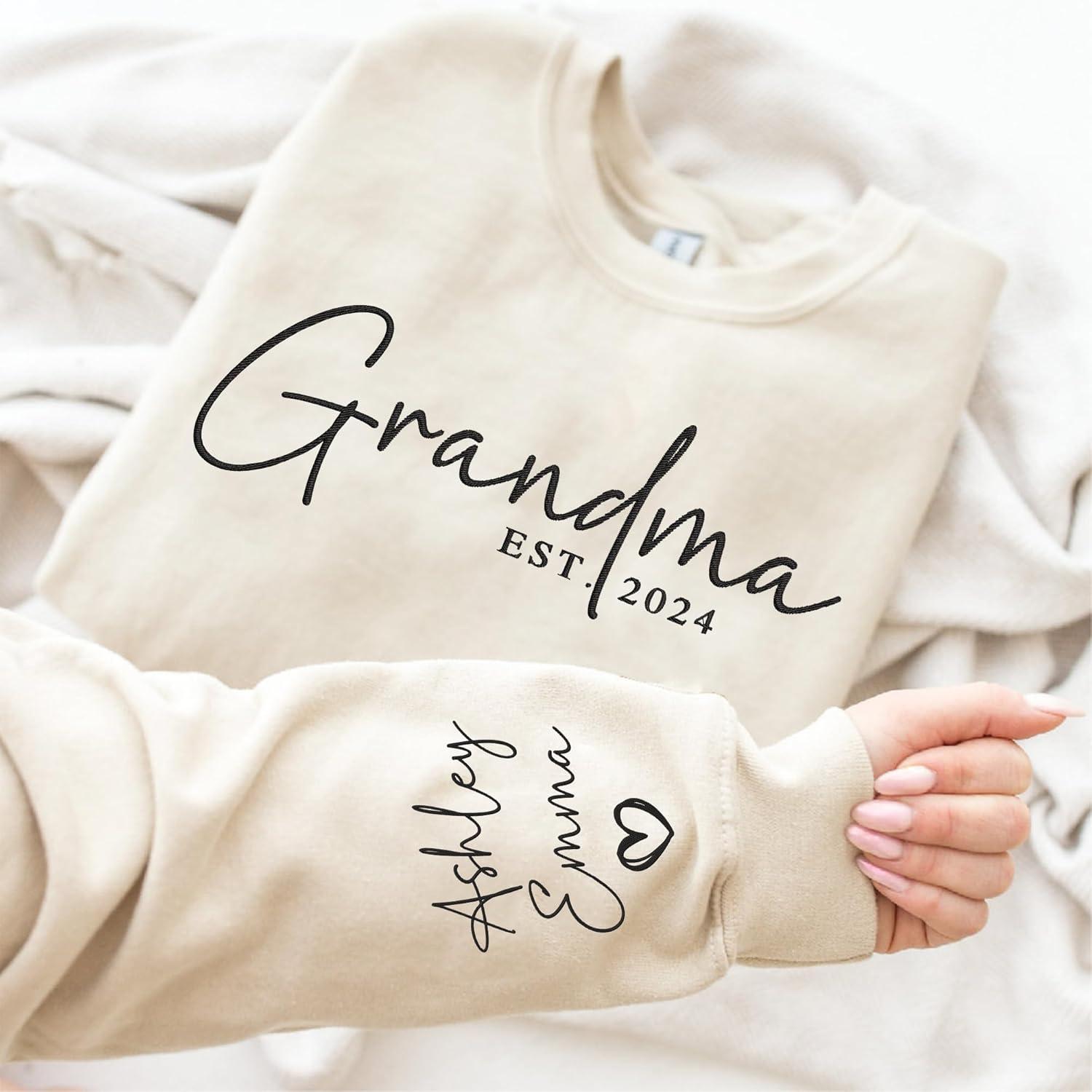 imageNAZENTI Embroidered Grandma Sweatshirts amp Pants Pesonalized Grandma Est Sweatshirt Custom Women Christmas Pant with Kids2 Mama