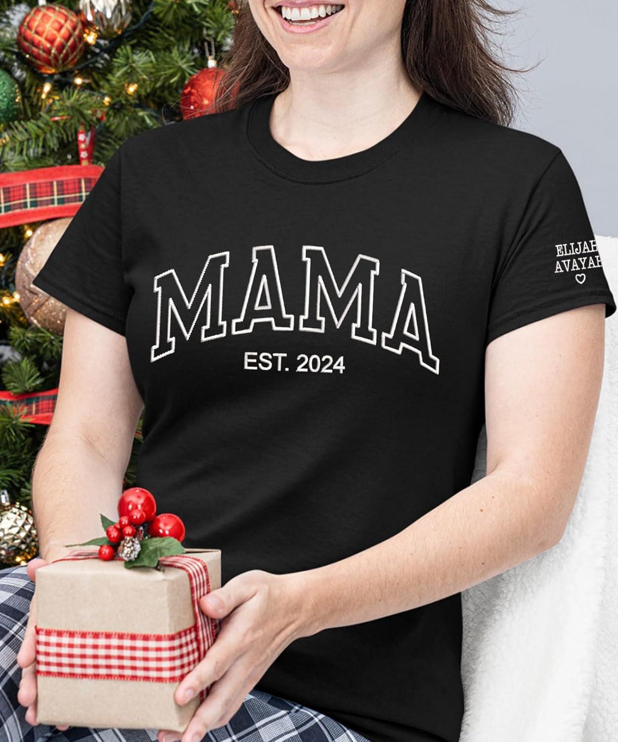imageNAZENTI Embroidered Grandma Sweatshirts amp Pants Pesonalized Grandma Est Sweatshirt Custom Women Christmas Pant with KidsDesign Mama