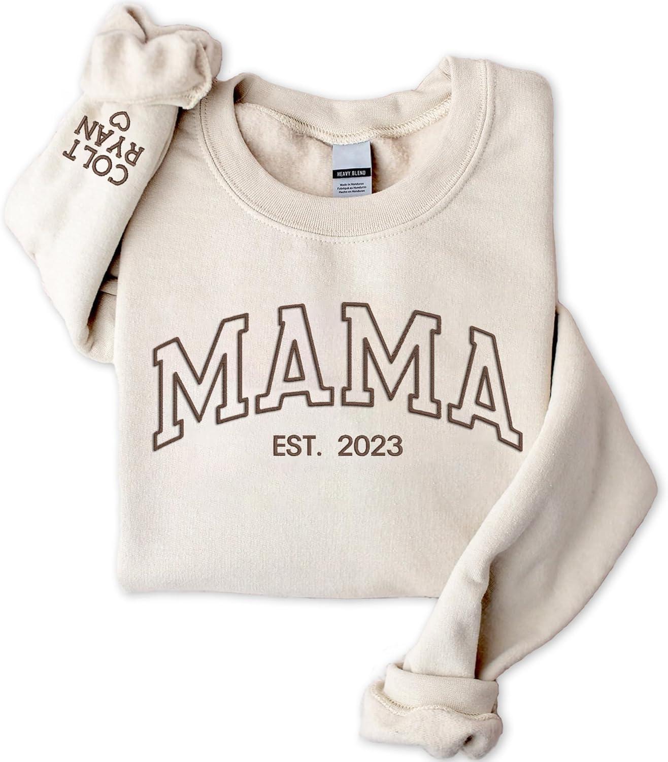 imageNAZENTI Embroidered Grandma Sweatshirts amp Pants Pesonalized Grandma Est Sweatshirt Custom Women Christmas Pant with KidsDesign Mama