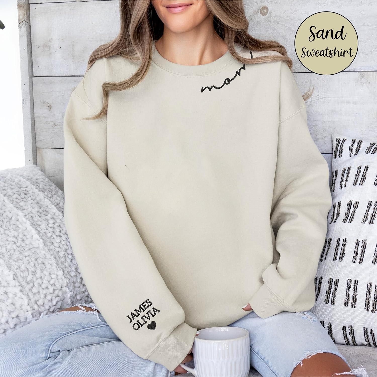imageNAZENTI Embroidered Mama Sweatshirt Mothers Day Pullover Grandma Crewneck New Mom Apparel Womens Holiday SweaterD1 Grandma
