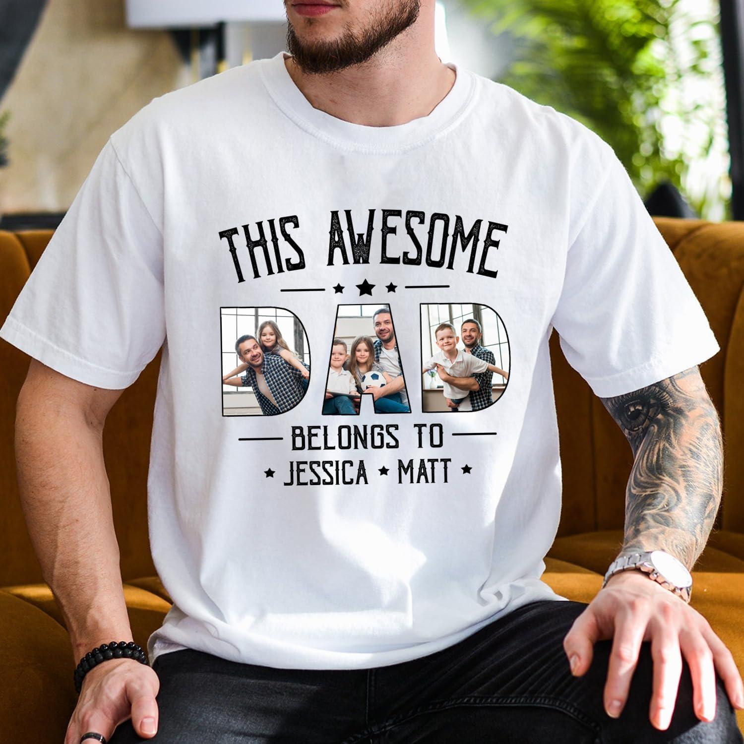 imageNAZENTI Personalized Dad Shirt Custom With Photo and Kids Name Grandpa Shirt Fathers Day Dad GiftDesign Dad 1