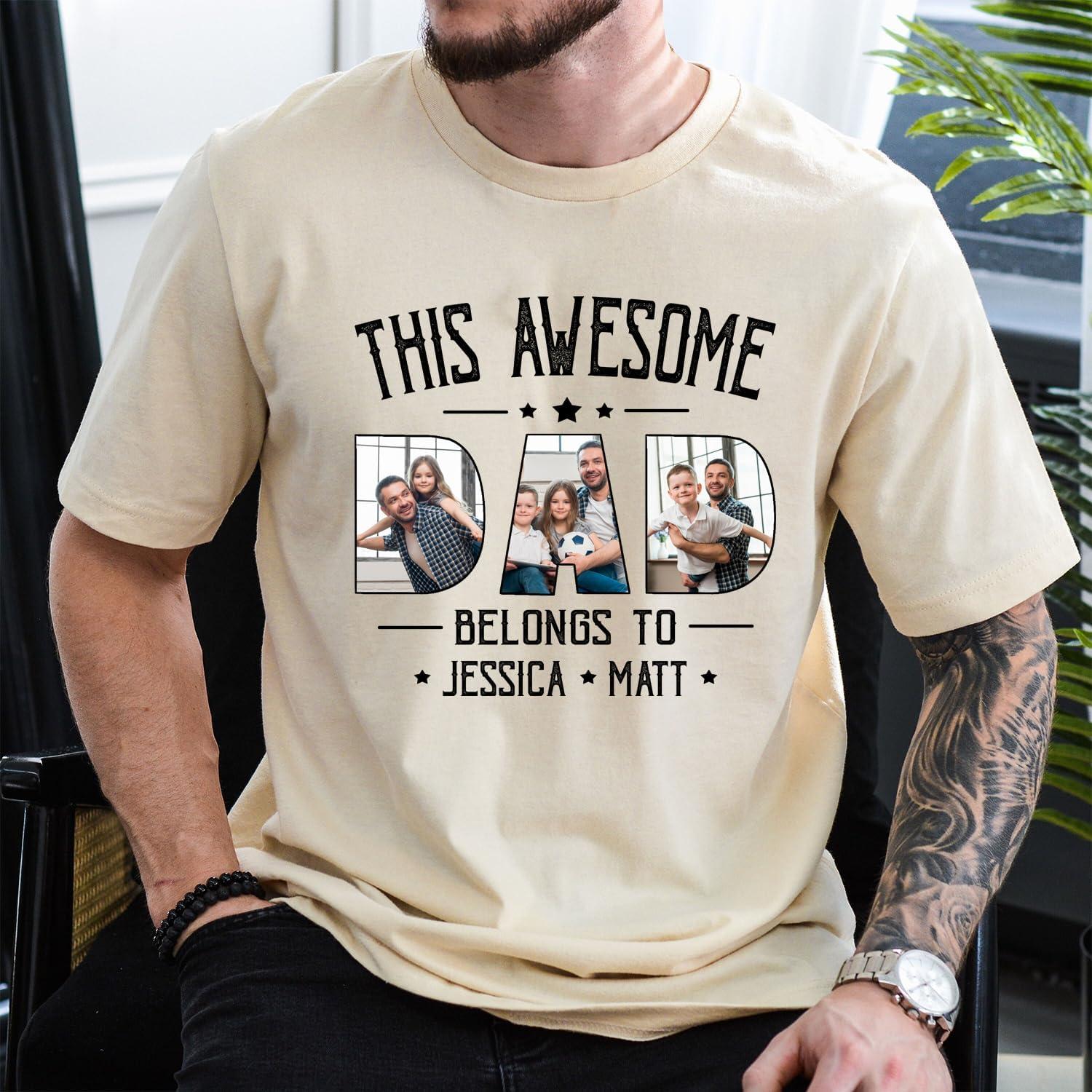 imageNAZENTI Personalized Dad Shirt Custom With Photo and Kids Name Grandpa Shirt Fathers Day Dad GiftDesign Dad 1