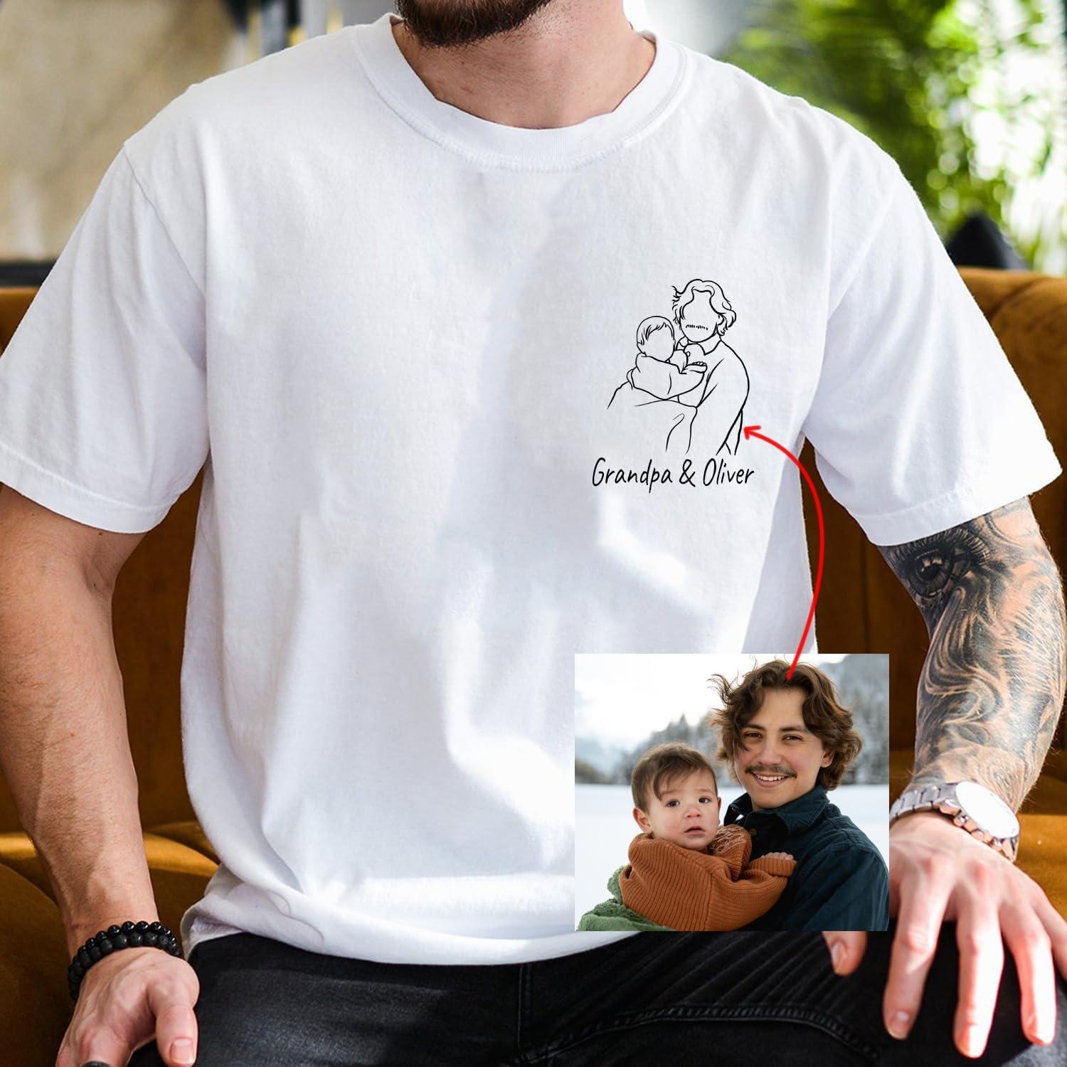 imageNAZENTI Personalized Dad Shirt Custom With Photo and Kids Name Grandpa Shirt Fathers Day Dad GiftDesign Dad 2