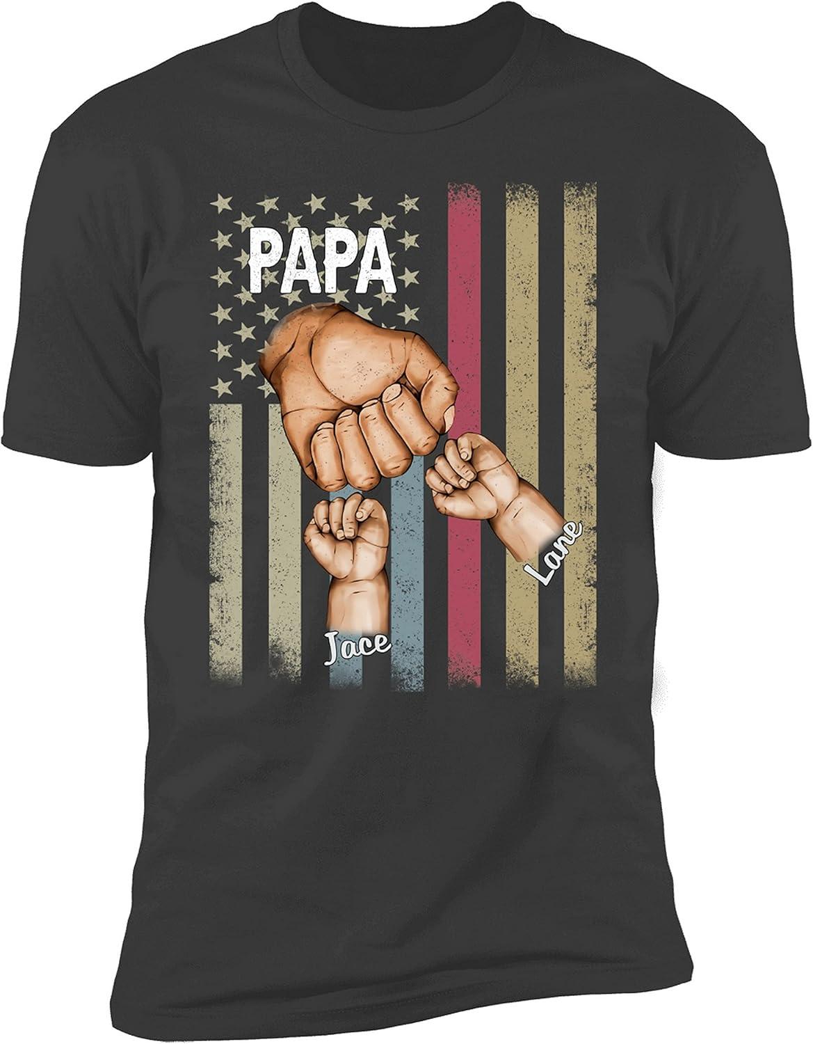 imageNAZENTI Personalized Fist Bump Dad Grandpa Shirt Custom Fathers Day Shirt Gift for Men on Fathers Day Birthday S4XLA15 Papa