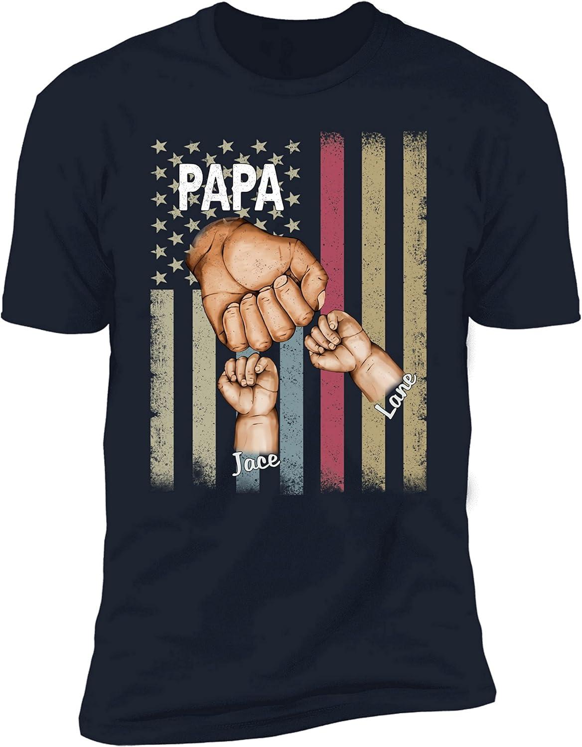 imageNAZENTI Personalized Fist Bump Dad Grandpa Shirt Custom Fathers Day Shirt Gift for Men on Fathers Day Birthday S4XLA15 Papa