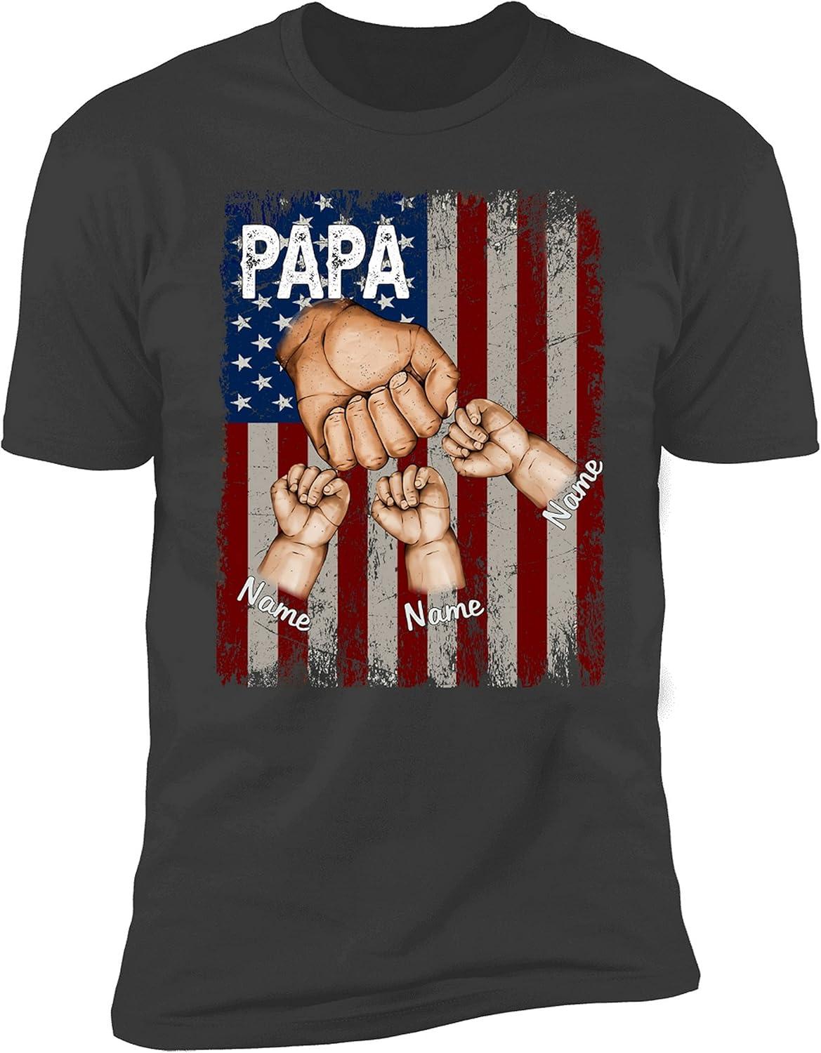 imageNAZENTI Personalized Fist Bump Dad Grandpa Shirt Custom Fathers Day Shirt Gift for Men on Fathers Day Birthday S4XLA18 Papa