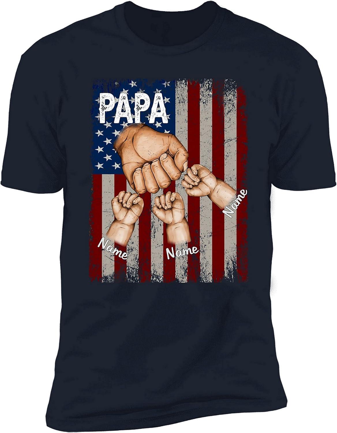 imageNAZENTI Personalized Fist Bump Dad Grandpa Shirt Custom Fathers Day Shirt Gift for Men on Fathers Day Birthday S4XLA18 Papa