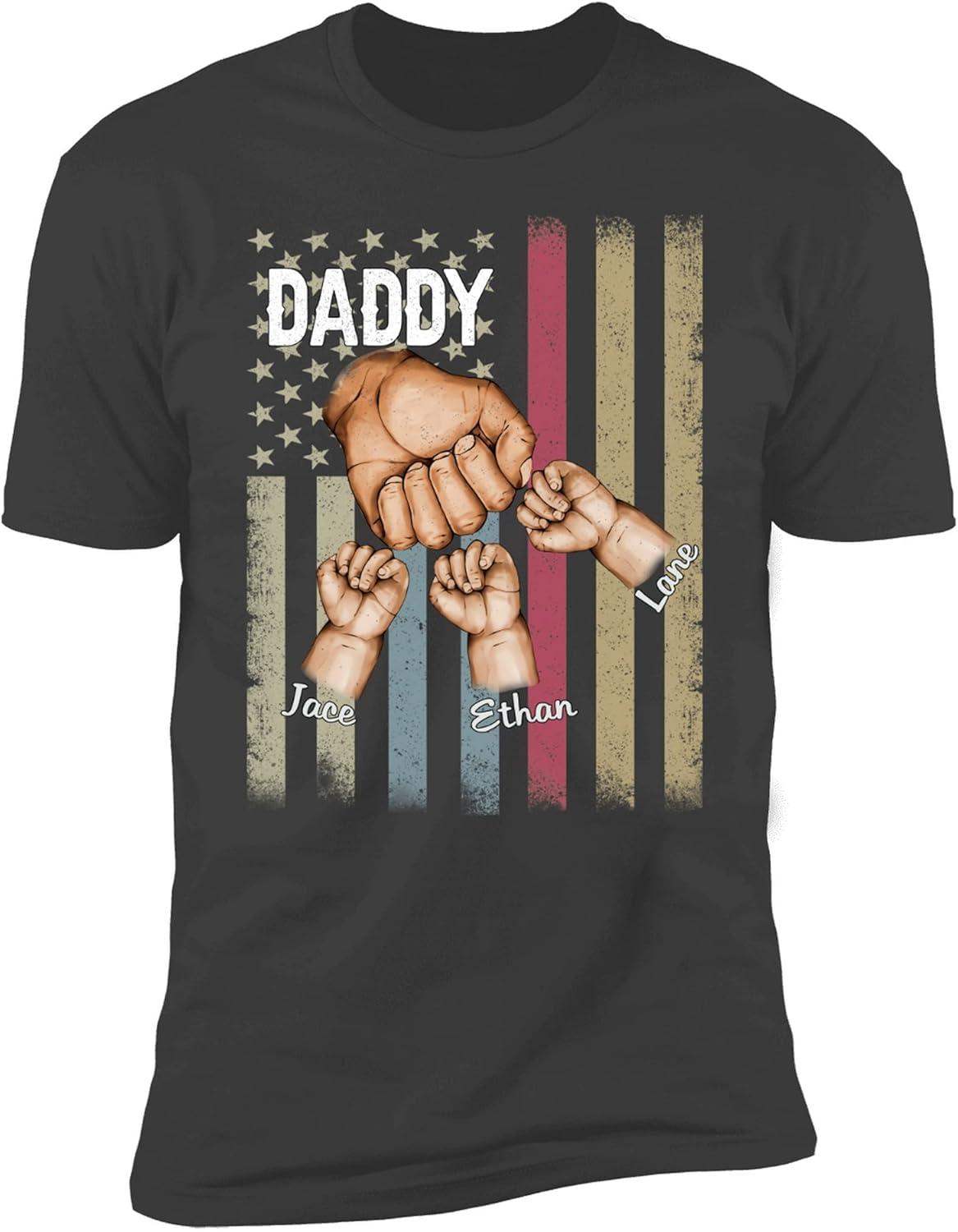 imageNAZENTI Personalized Fist Bump Dad Grandpa Shirt Custom Fathers Day Shirt Gift for Men on Fathers Day Birthday S4XLDaddy 5