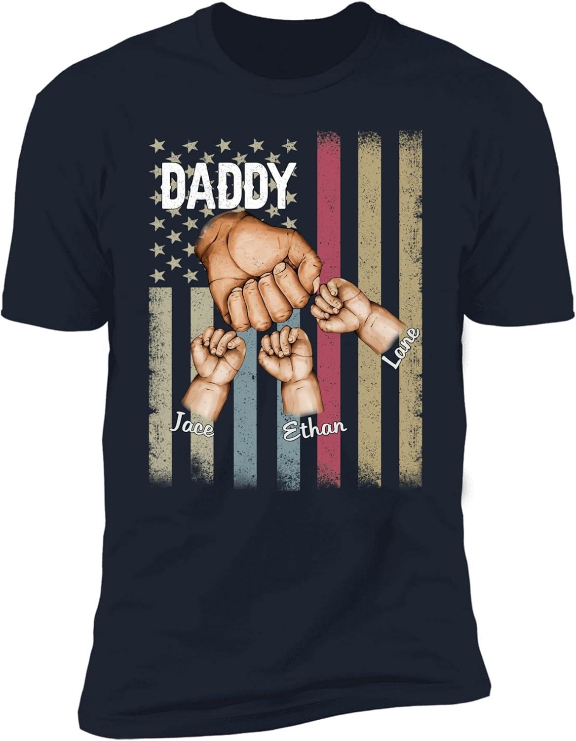 imageNAZENTI Personalized Fist Bump Dad Grandpa Shirt Custom Fathers Day Shirt Gift for Men on Fathers Day Birthday S4XLDaddy 5