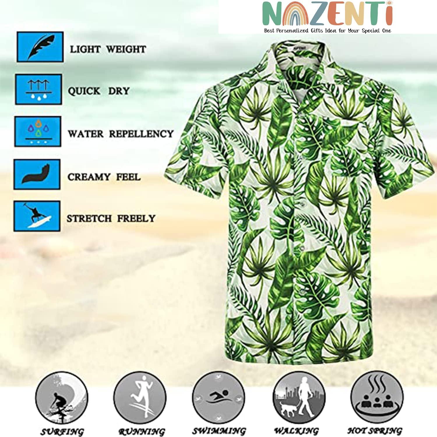 imageNAZENTI Personalized Hawaiian Shirt Custom Face Shirt Hawaiian Picture Shirts Funny Hawaiian TShirt for Men Women 11Froral 4