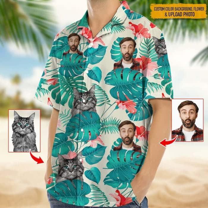 imageNAZENTI Personalized Hawaiian Shirt Custom Face Shirt Hawaiian Picture Shirts Funny Hawaiian TShirt for Men Women 11Froral 9
