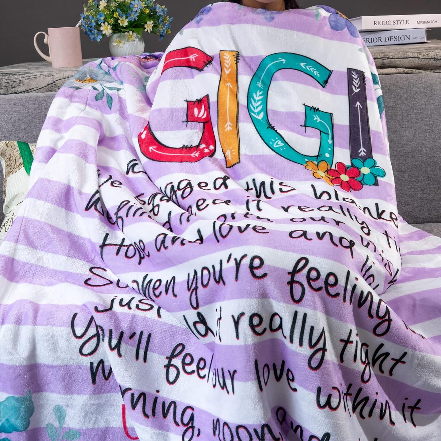 imageNazenti Luxury Super Soft Sherpa Fleece Blanket 50x60 Mimi Loves Me Blanket Gifts from Grandchildren Wonderful for BirthdayGigi
