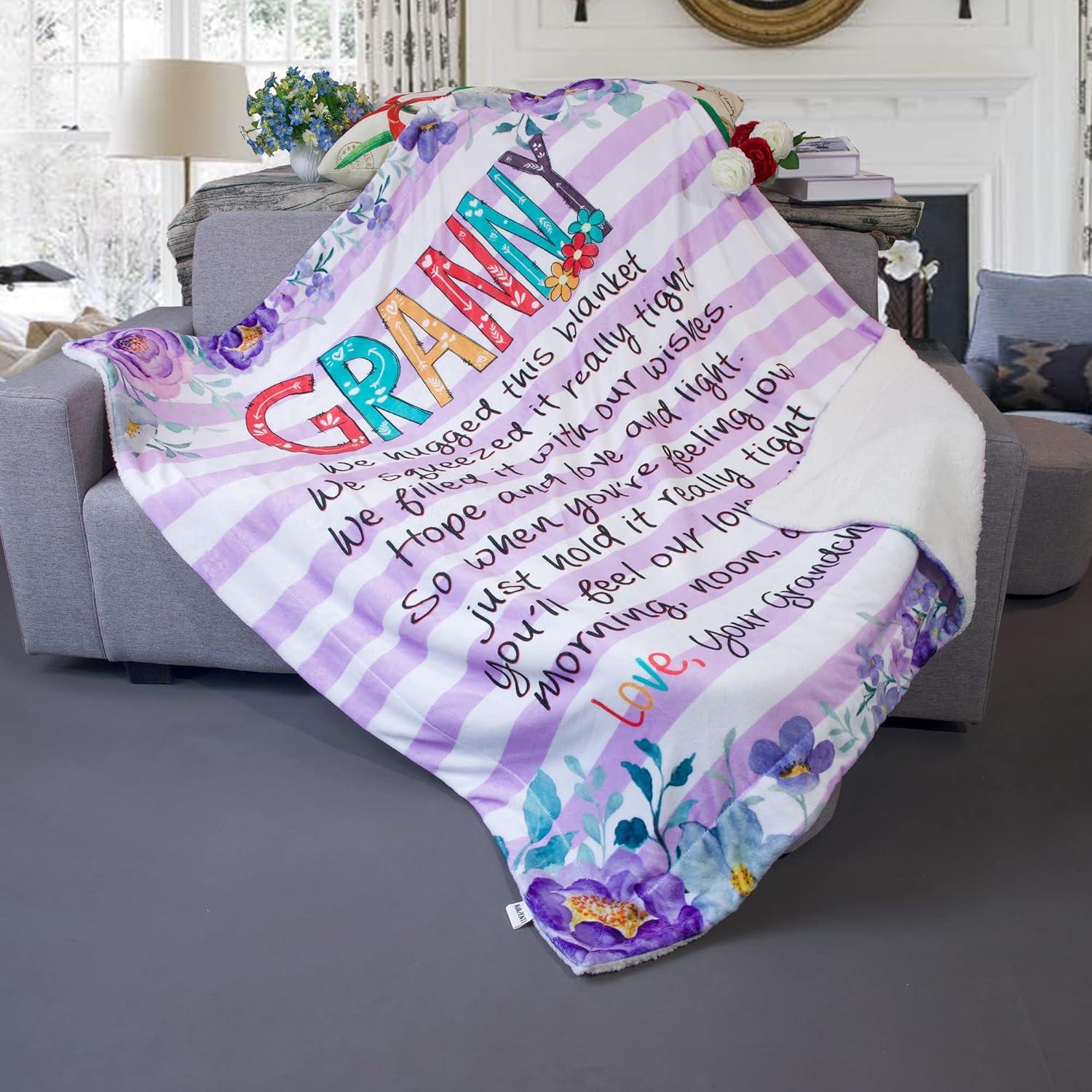 imageNazenti Luxury Super Soft Sherpa Fleece Blanket 50x60 Mimi Loves Me Blanket Gifts from Grandchildren Wonderful for BirthdayGranny