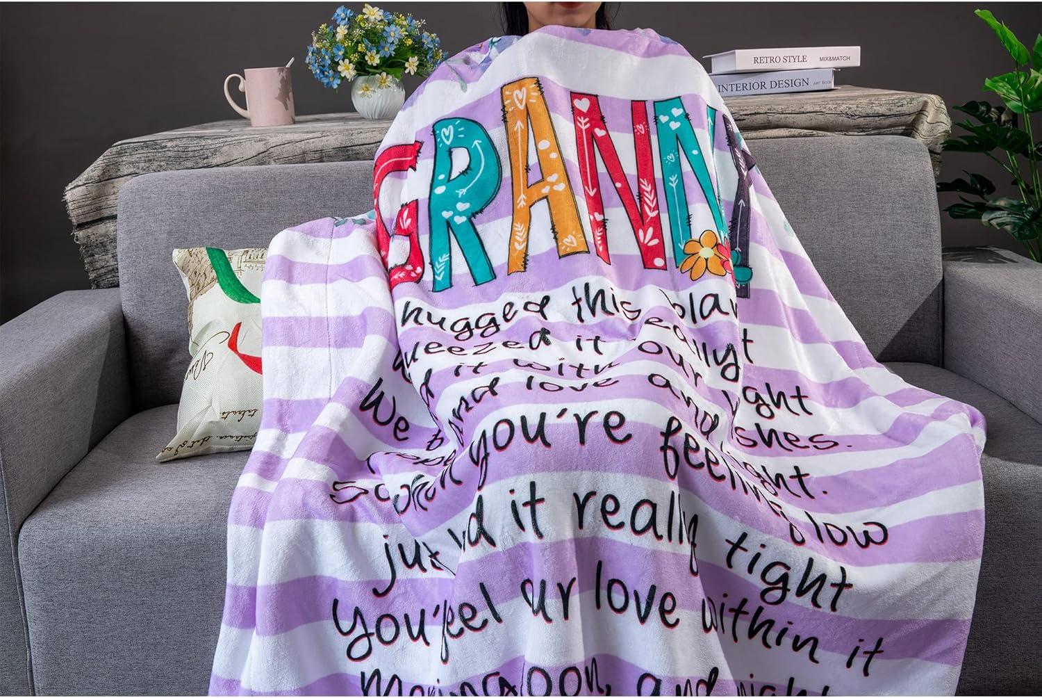 imageNazenti Luxury Super Soft Sherpa Fleece Blanket 50x60 Mimi Loves Me Blanket Gifts from Grandchildren Wonderful for BirthdayGranny