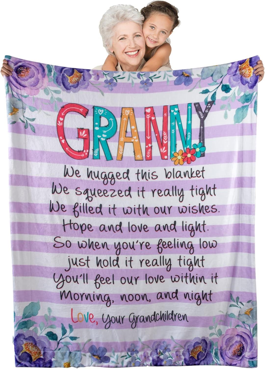 imageNazenti Luxury Super Soft Sherpa Fleece Blanket 50x60 Mimi Loves Me Blanket Gifts from Grandchildren Wonderful for BirthdayGranny