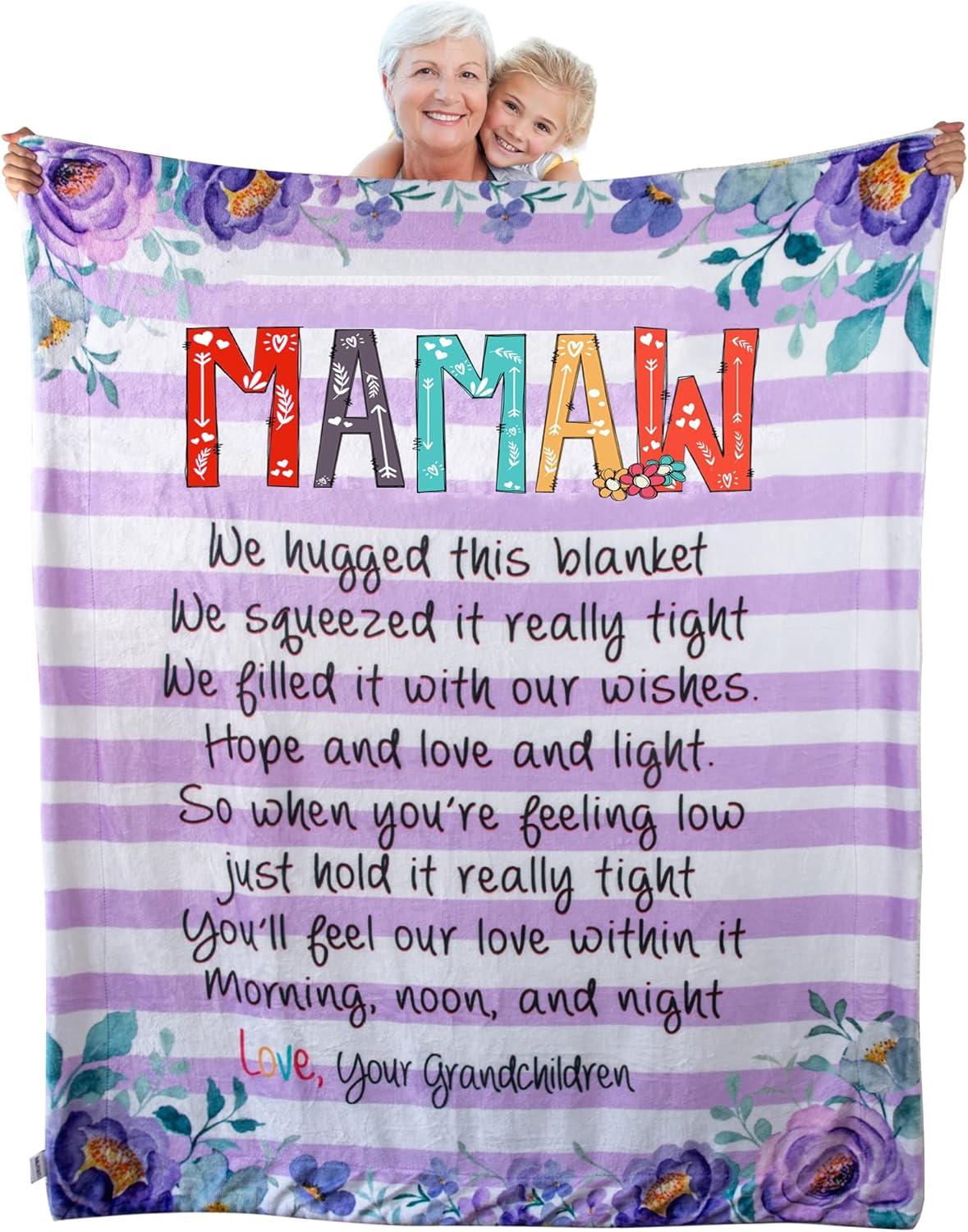 imageNazenti Luxury Super Soft Sherpa Fleece Blanket 50x60 Mimi Loves Me Blanket Gifts from Grandchildren Wonderful for BirthdayMamaw