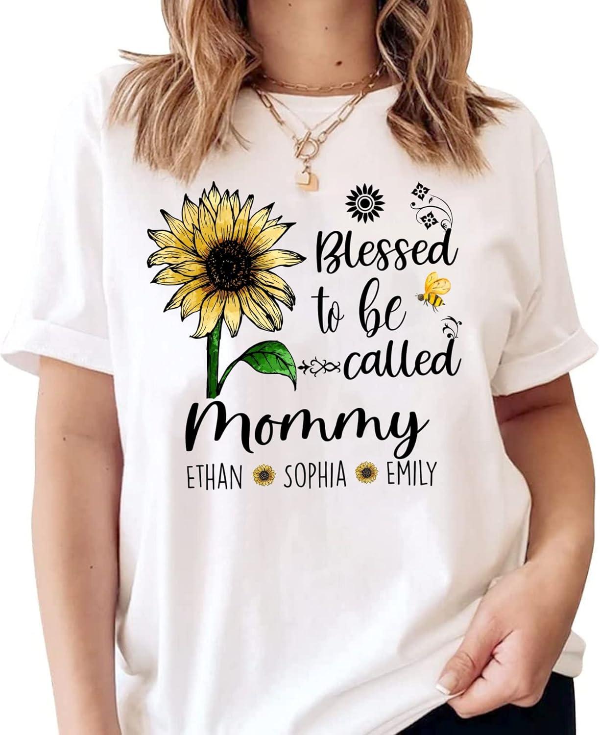 imagePersonalized Mom Shirt Blessed to Be Called Grandma Shirt Custom Women Shirt with Names Mothers Day Shirt S4XL04 Mom