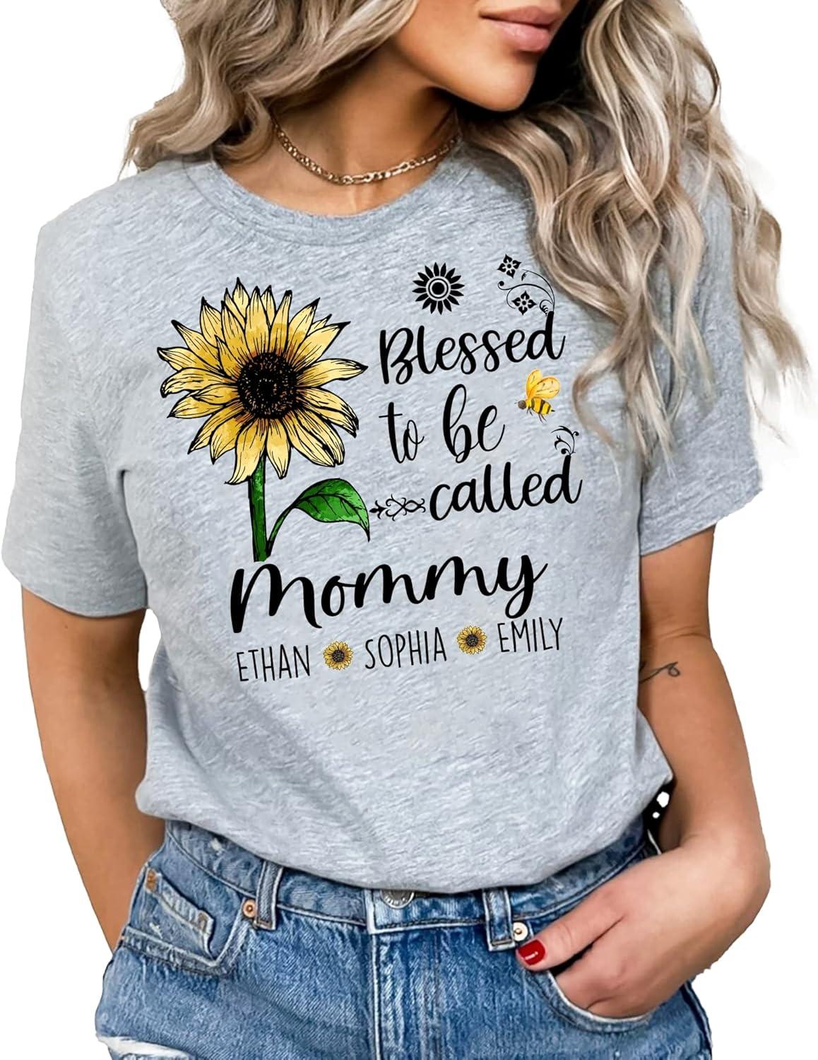 imagePersonalized Mom Shirt Blessed to Be Called Grandma Shirt Custom Women Shirt with Names Mothers Day Shirt S4XL04 Mom