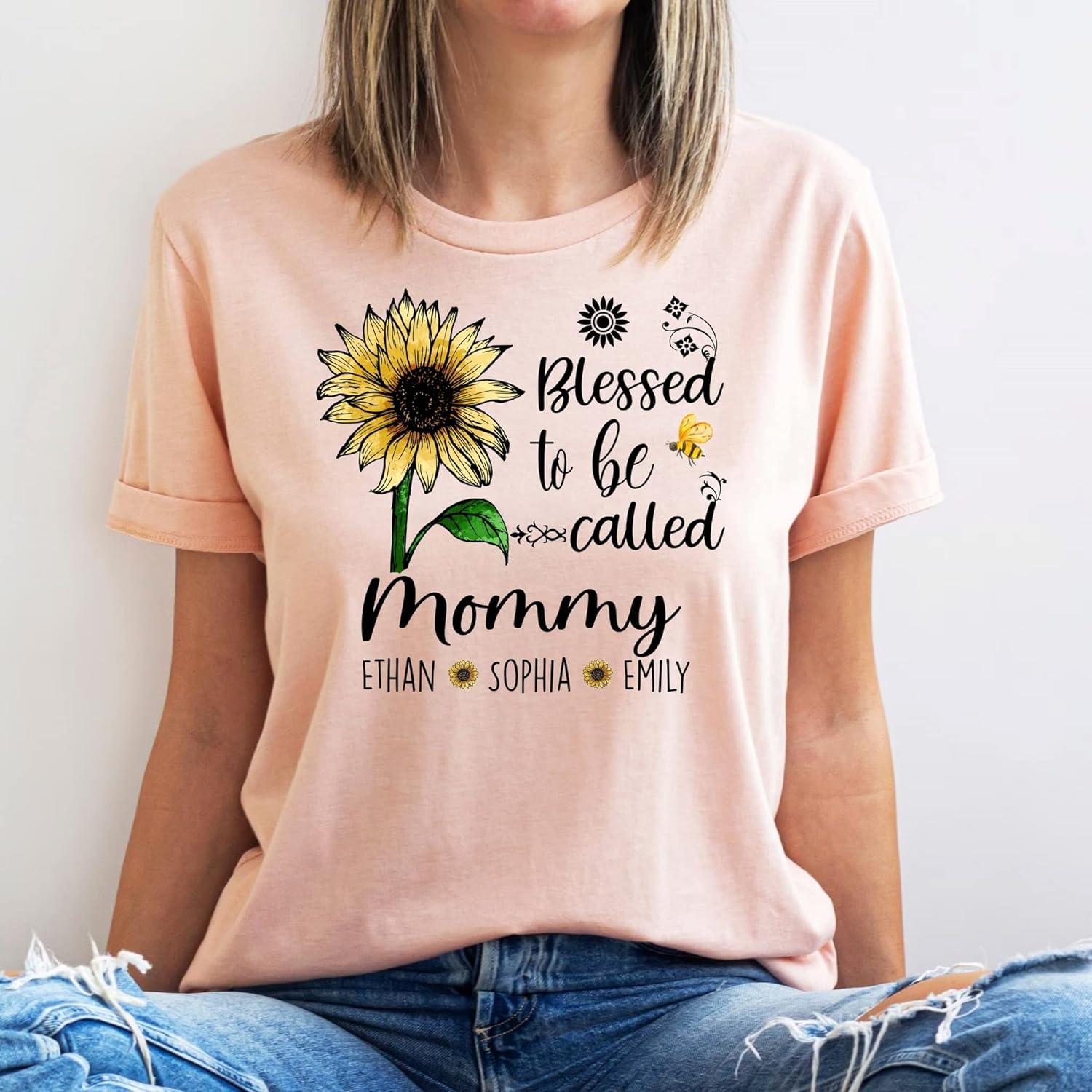 imagePersonalized Mom Shirt Blessed to Be Called Grandma Shirt Custom Women Shirt with Names Mothers Day Shirt S4XL04 Mom