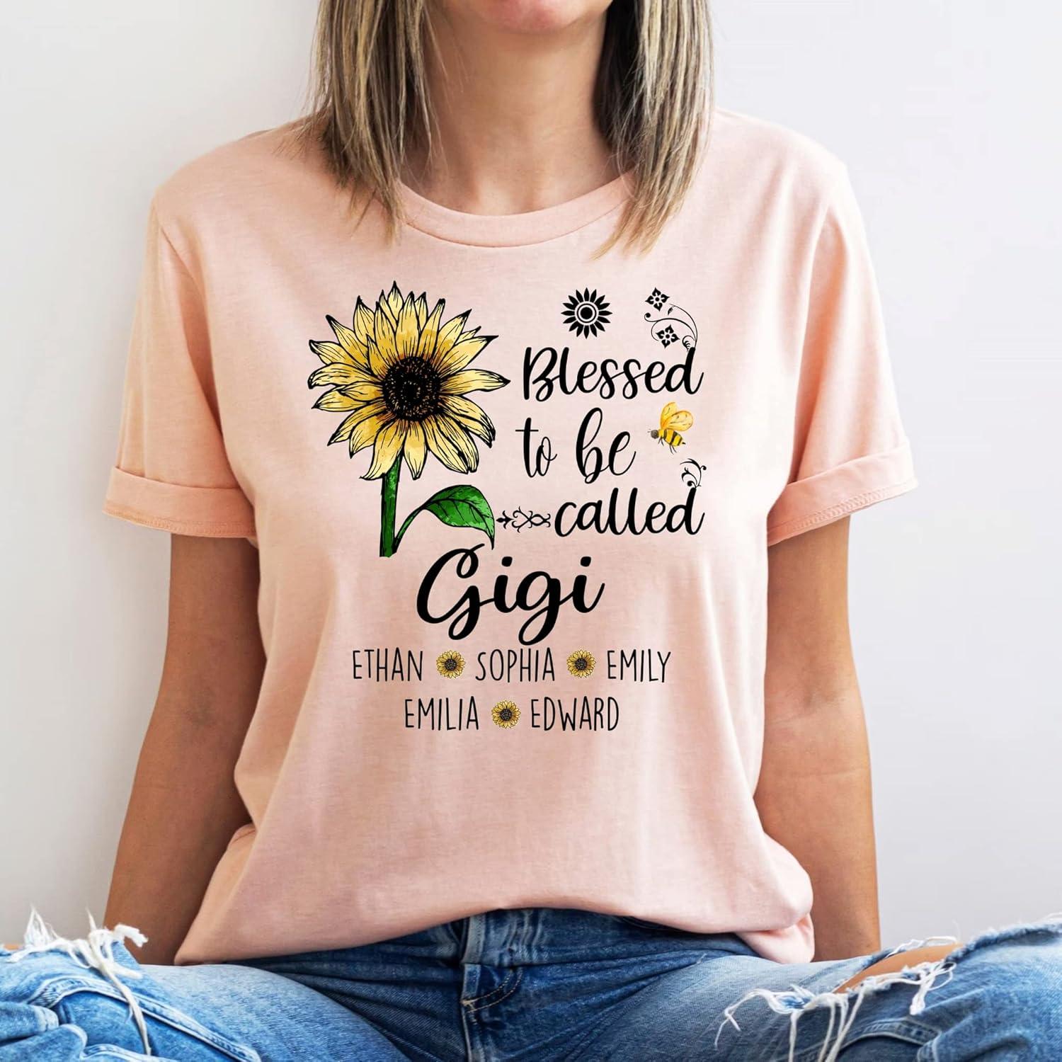 imagePersonalized Mom Shirt Blessed to Be Called Grandma Shirt Custom Women Shirt with Names Mothers Day Shirt S4XL06 Gigi