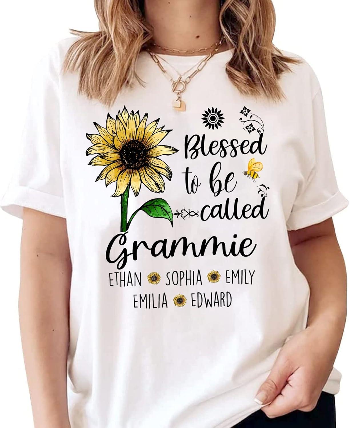 imagePersonalized Mom Shirt Blessed to Be Called Grandma Shirt Custom Women Shirt with Names Mothers Day Shirt S4XL10 Grammie