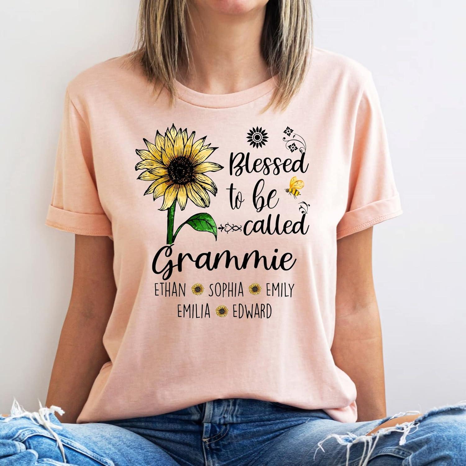 imagePersonalized Mom Shirt Blessed to Be Called Grandma Shirt Custom Women Shirt with Names Mothers Day Shirt S4XL10 Grammie