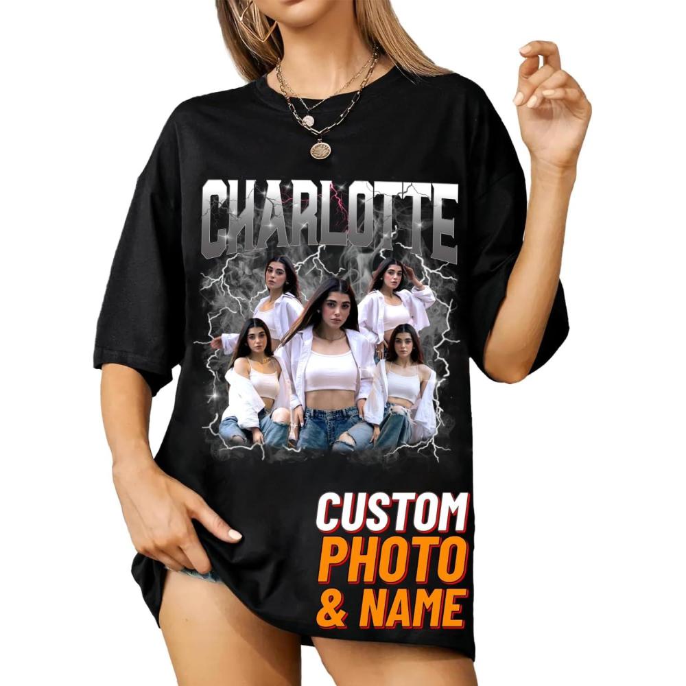 imageCustom Bootleg Rap Tee Shirt for Boyfriend Girlfriend Custom Face Tshirt Vintage Graphic Shirt Valentines Gift Birthday IdeasStyle 02