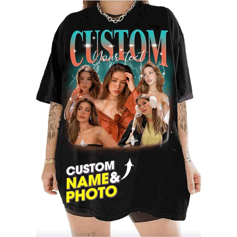imageNAZENTI Custom Bootleg Rap Tee Custom TShirts with Picture Retro Custom Bootleg Valentines Gifts for Him HerBootleg 1