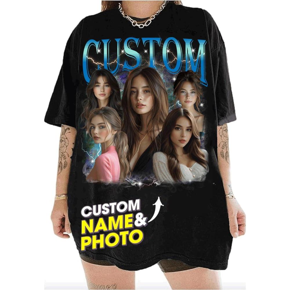 imageNAZENTI Custom Bootleg Rap Tee Custom TShirts with Picture Retro Custom Bootleg Valentines Gifts for Him HerBootleg 2