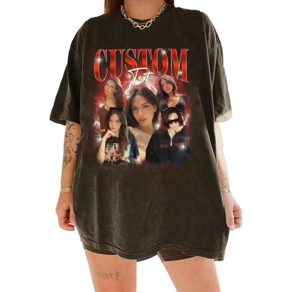 imageNAZENTI Custom Bootleg Rap Tee Custom TShirts with Picture Retro Custom Bootleg Valentines Gifts for Him HerMulticolor