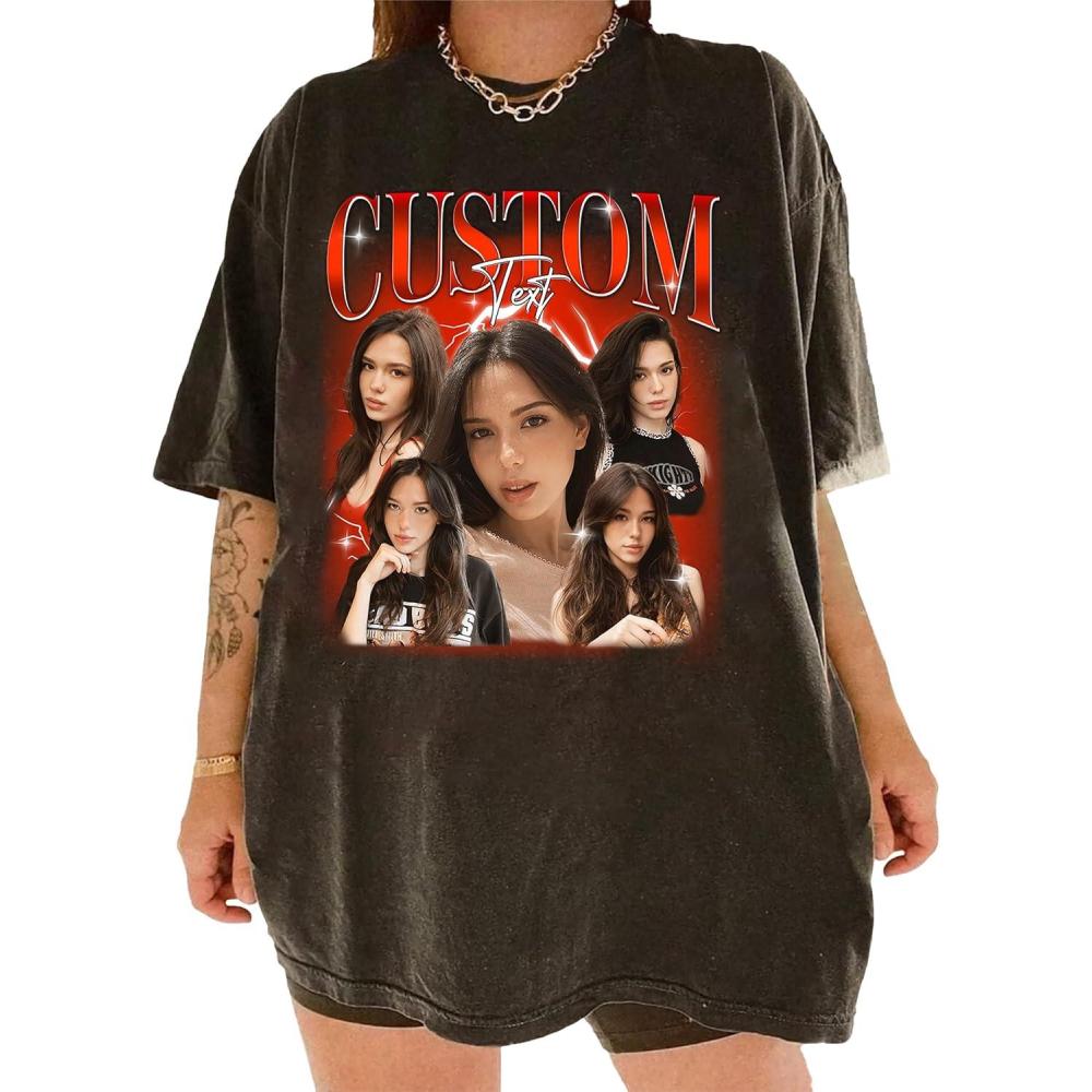 imageNAZENTI Custom Bootleg Your Own Rap Tee Shirts for Boyfriend Girlfriend Custom Face Tshirt Vintage Graphic 90s Shirt01 Tshirtfront