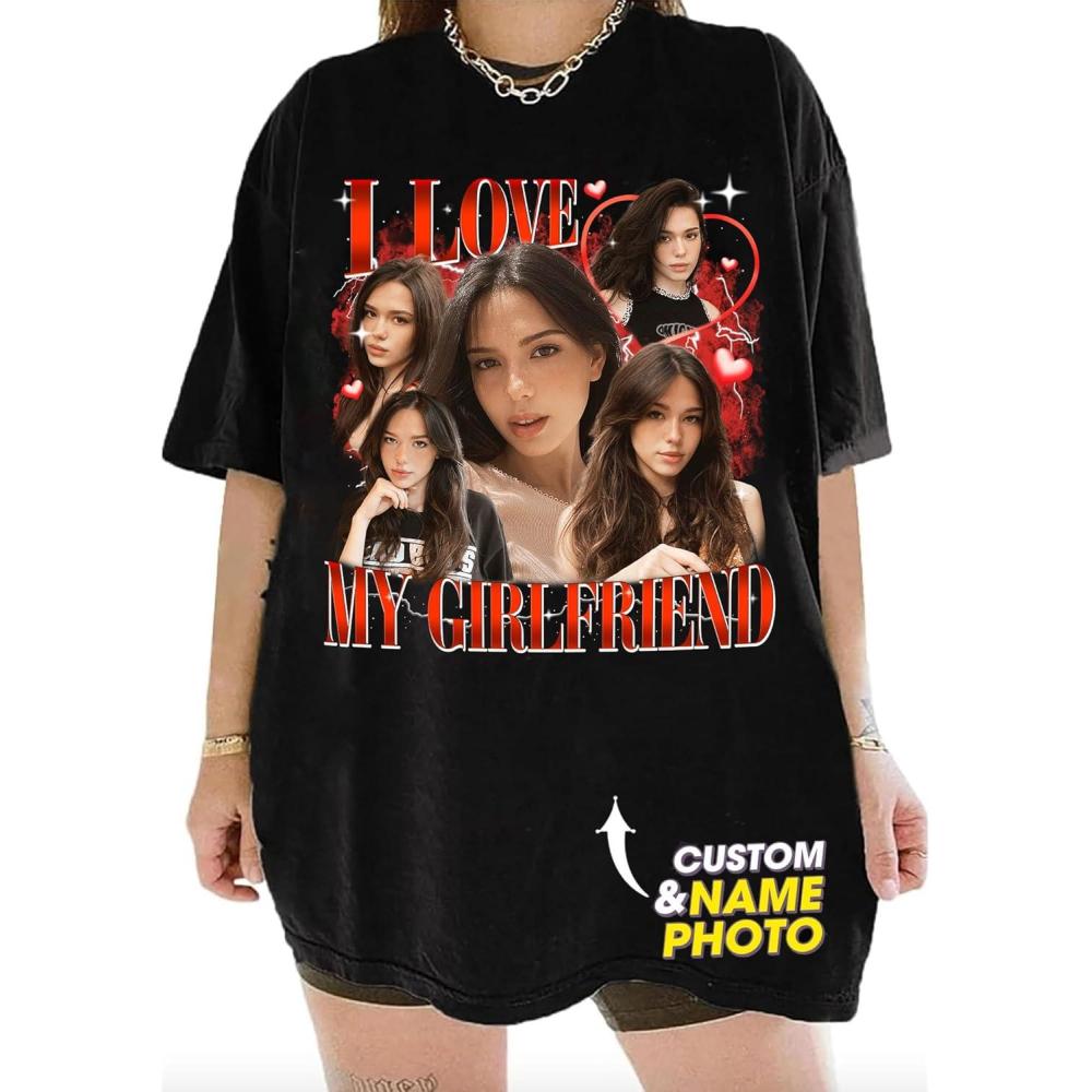 imageNAZENTI Custom Bootleg Your Own Rap Tee Shirts for Boyfriend Girlfriend Custom Face Tshirt Vintage Graphic 90s ShirtBootleg 3