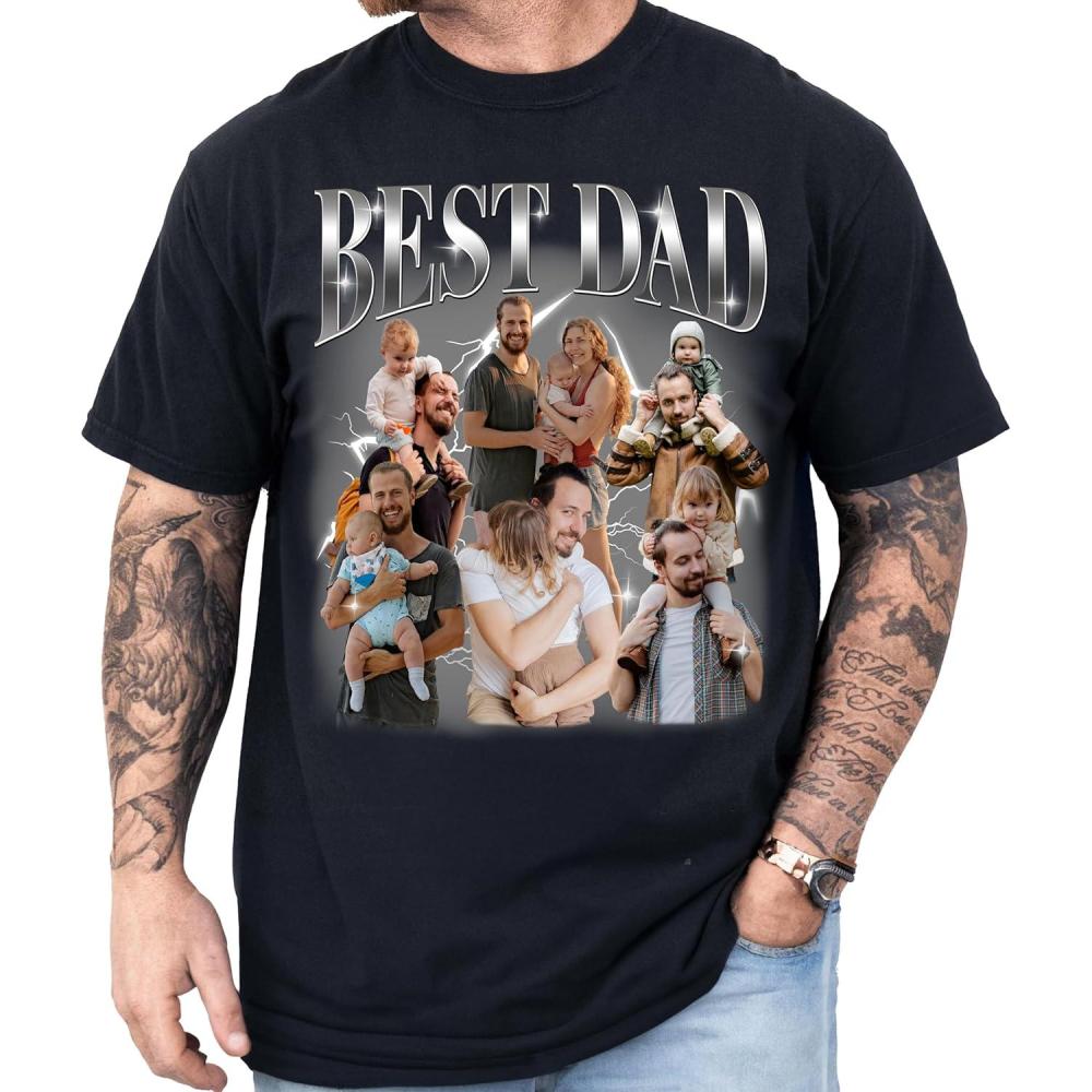 imageNAZENTI Custom Bootleg Your Own Rap Tee Shirts for Boyfriend Girlfriend Custom Face Tshirt Vintage Graphic 90s ShirtDad