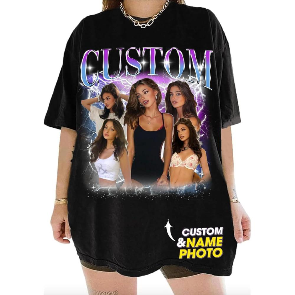 imageNAZENTI Custom Bootleg Your Own Rap Tee Shirts for Boyfriend Girlfriend Custom Face Tshirt Vintage Graphic 90s ShirtStyle 03