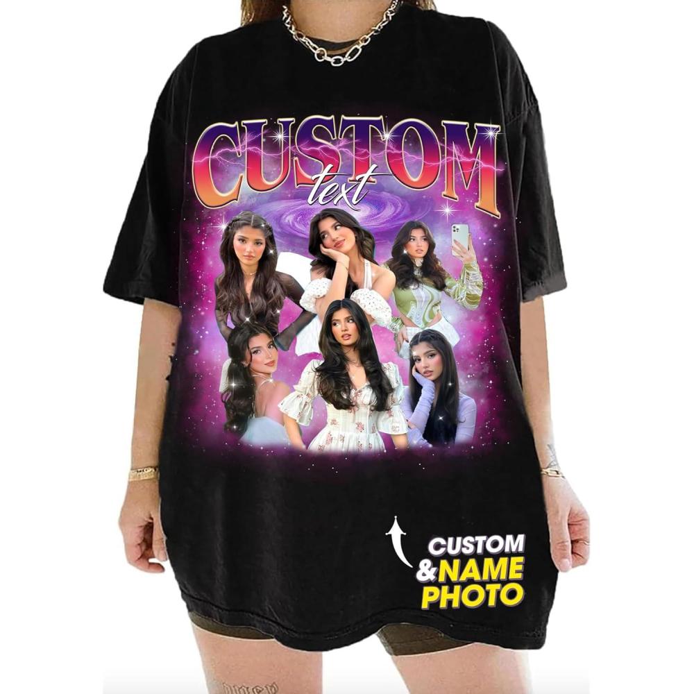 imageNAZENTI Custom Bootleg Your Own Rap Tee Shirts for Boyfriend Girlfriend Custom Face Tshirt Vintage Graphic 90s ShirtStyle 08