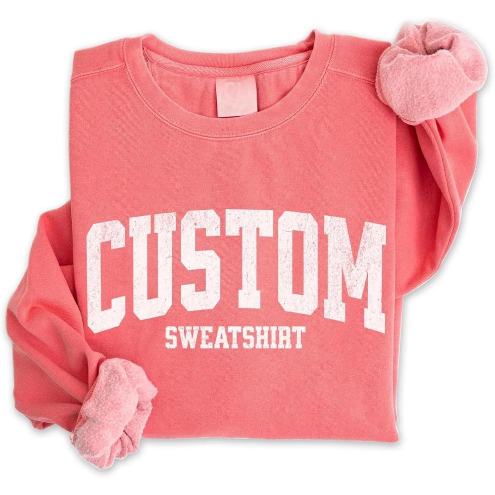 imageNAZENTI Custom Embroidered Sweatshirt and Hoodie Personalized Sweatshirts with Custom Text on Sleeve Gift for ChristmasCustom Sweatshirt 4
