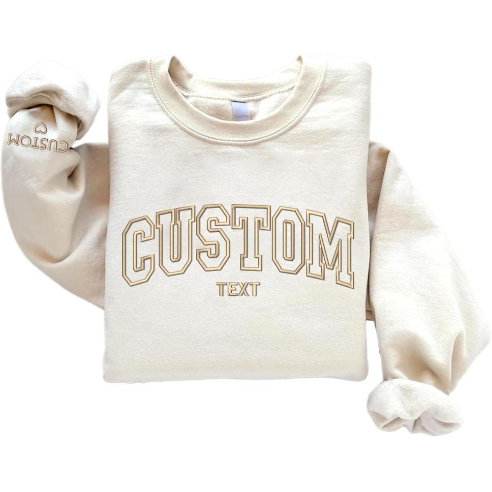 imageNAZENTI Custom Embroidered Sweatshirt and Hoodie Personalized Sweatshirts with Custom Text on Sleeve Gift for ChristmasCustom Sweatshirt1