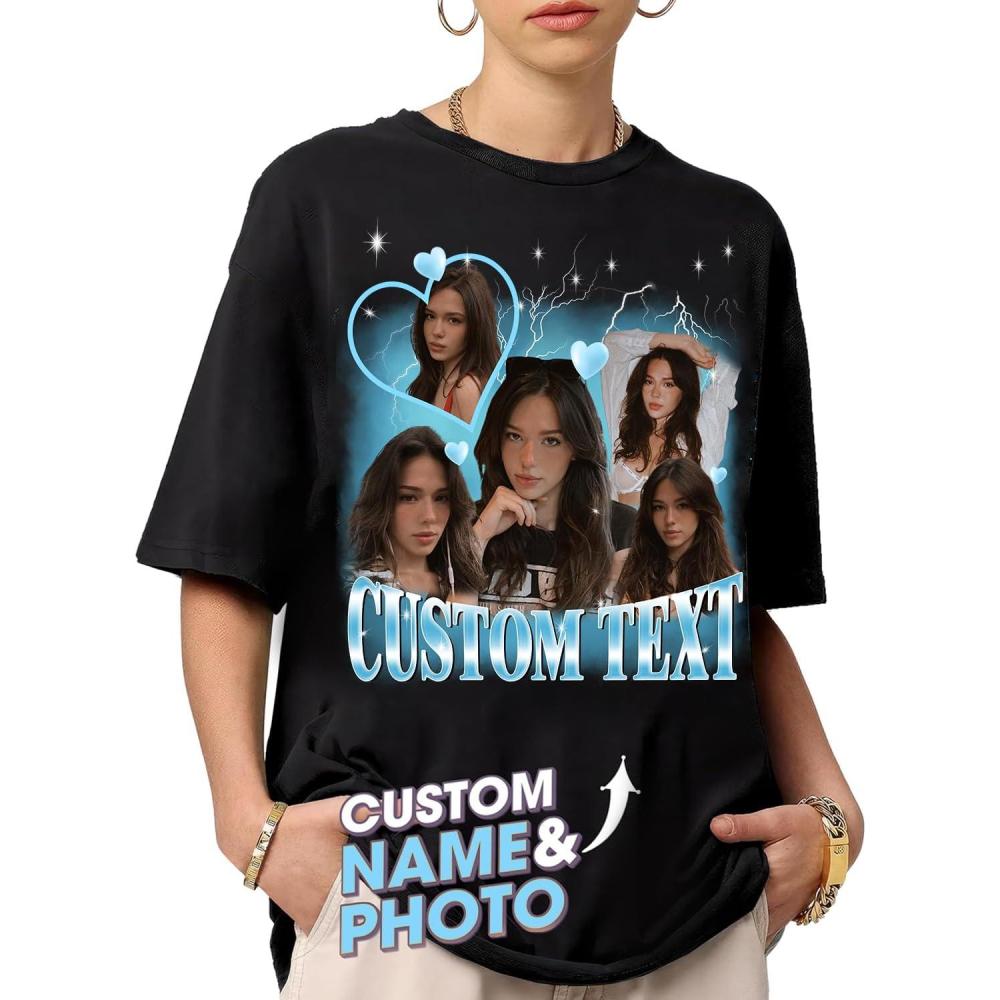 imageNAZENTI Custom Your Own Bootleg Shirt Custom Photo Vintage Graphic 90s Tshirt Photo Shirts Personalized Shirt with PictureDesign 4